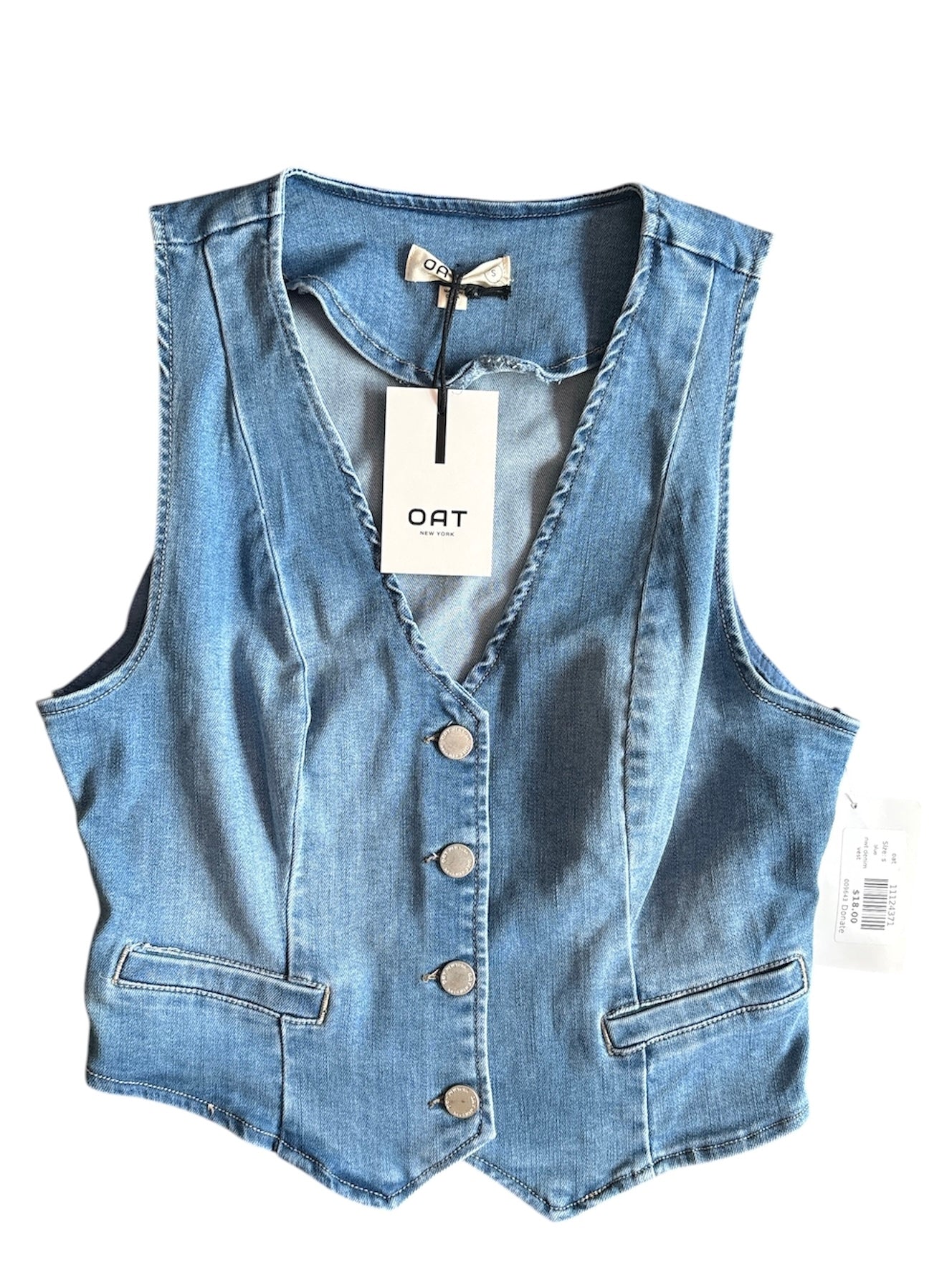 blue oat nwt denim vest, s
