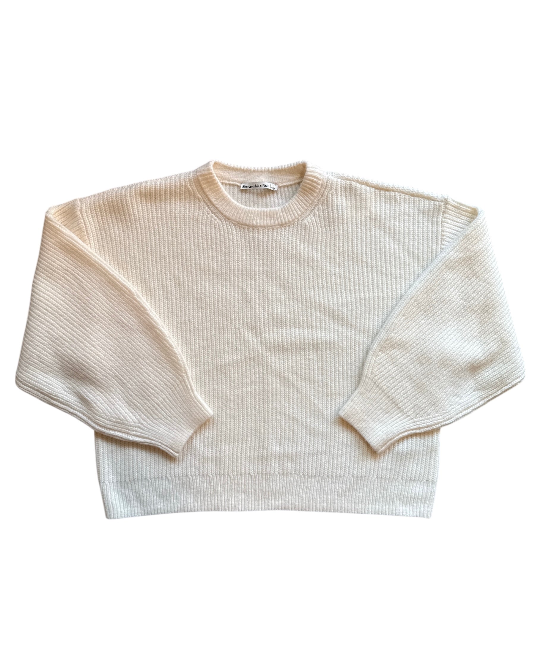 white Abercrombie knit sweater, l