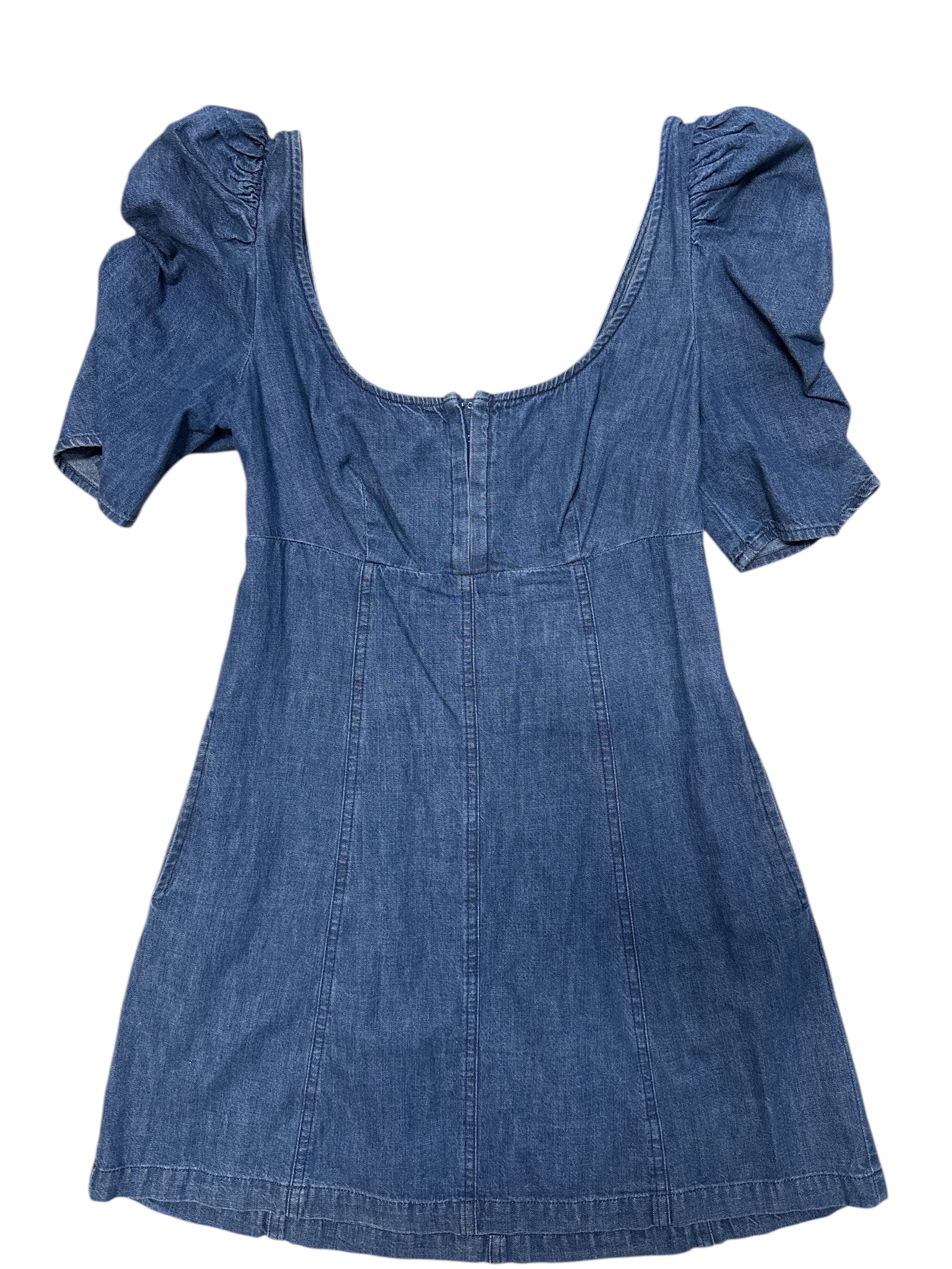 blue free people denim clasp scoop neck dress, xs