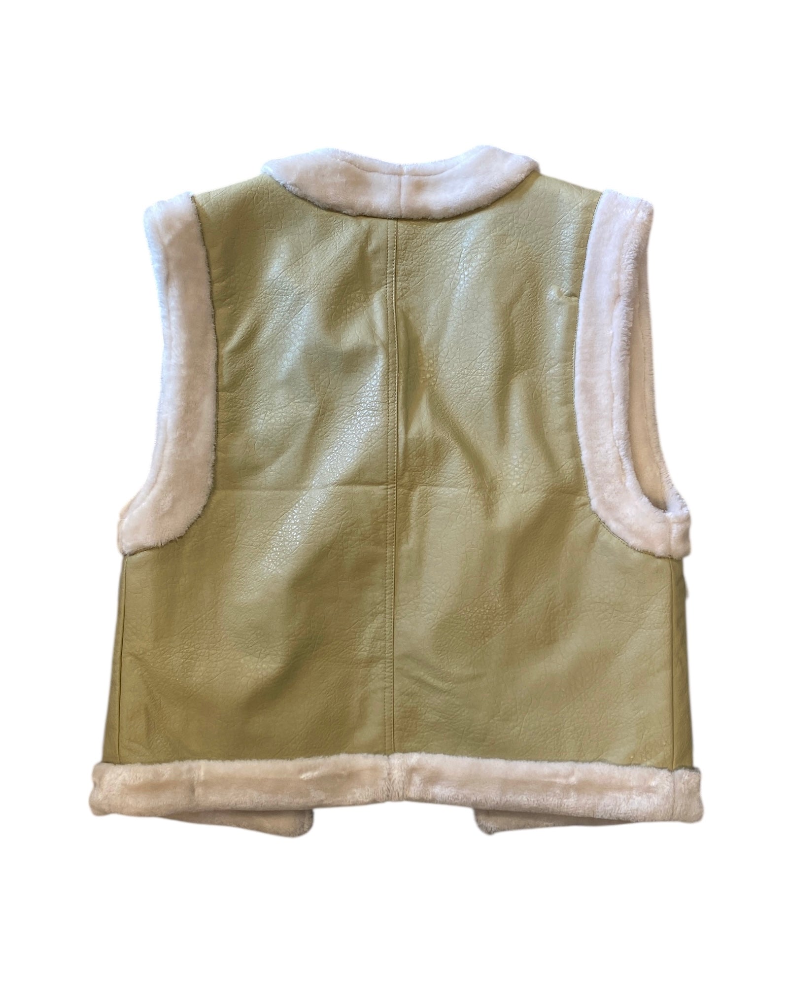 White tan  Fur leather vest, M/L