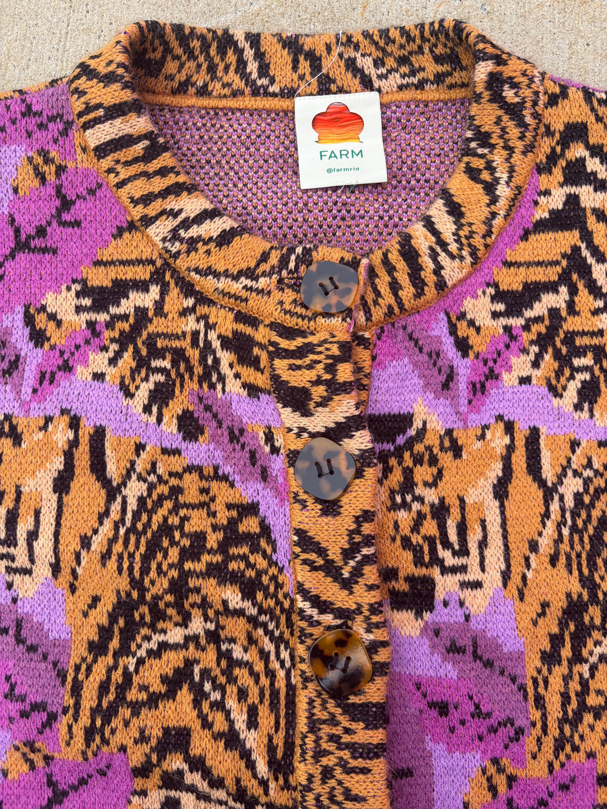 purple brown farm rio tiger cardigan, xl