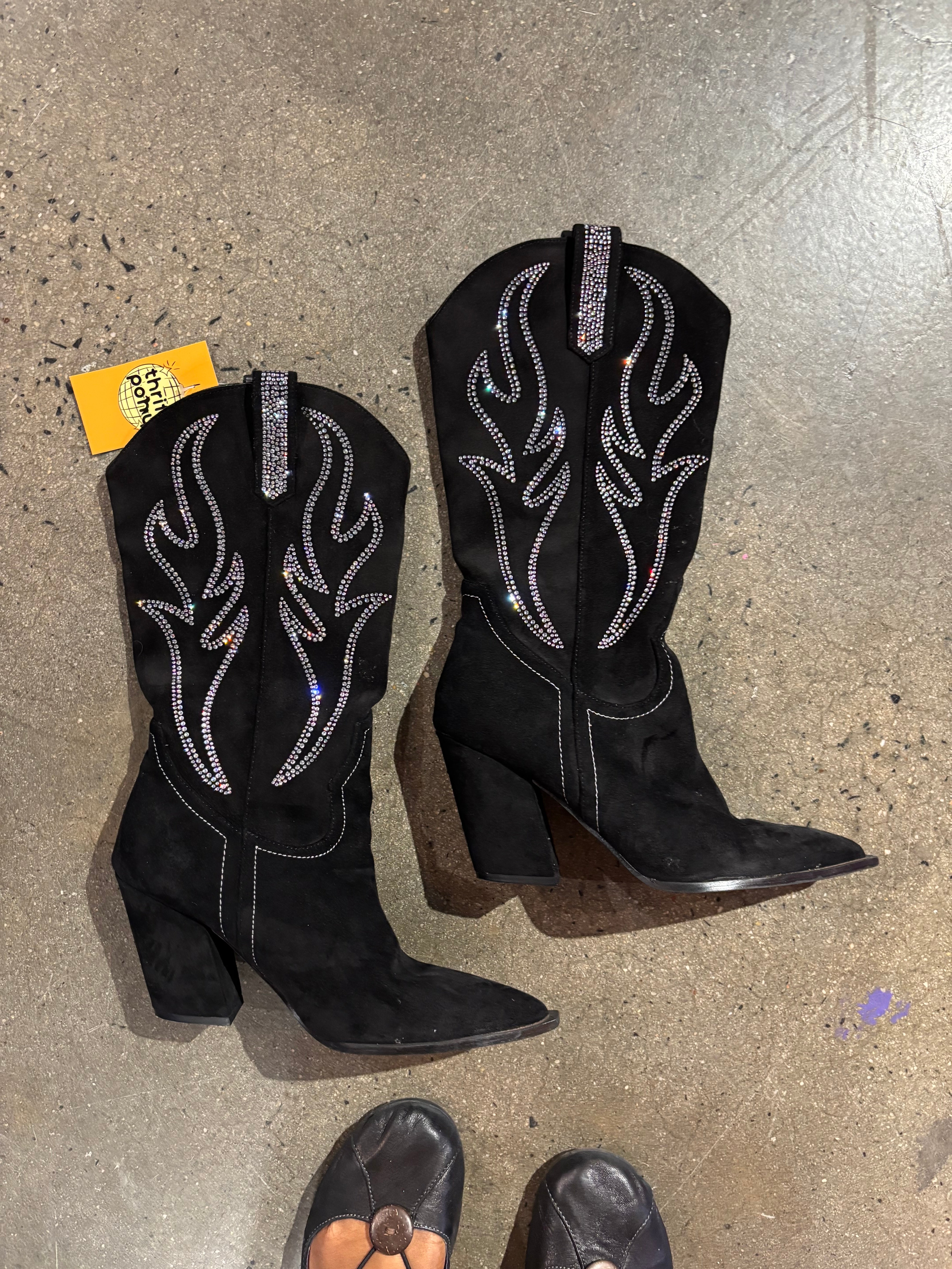 black silver so me bedazzle cowgirl boots, 9