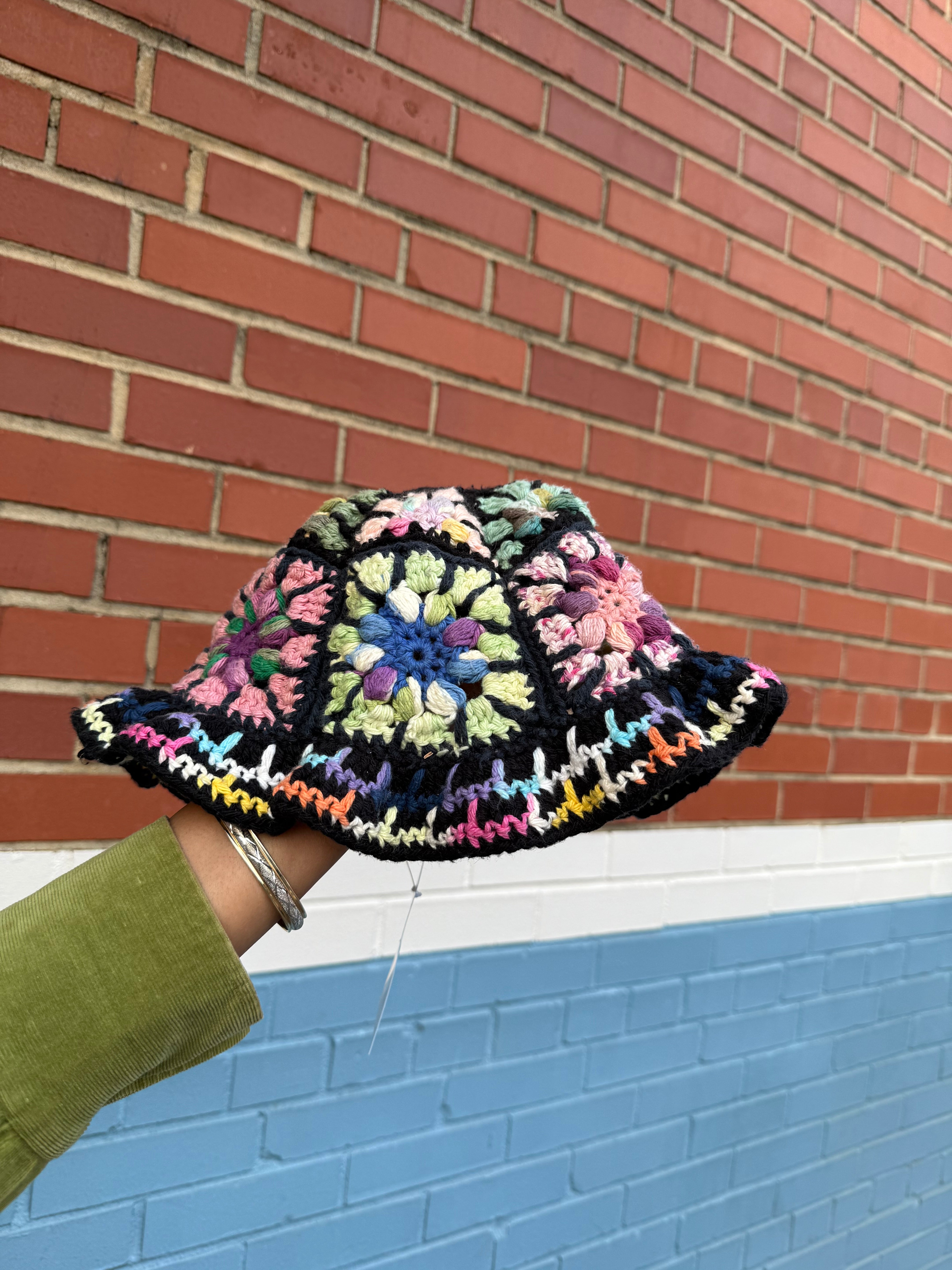 multi color  crochet flower hat
