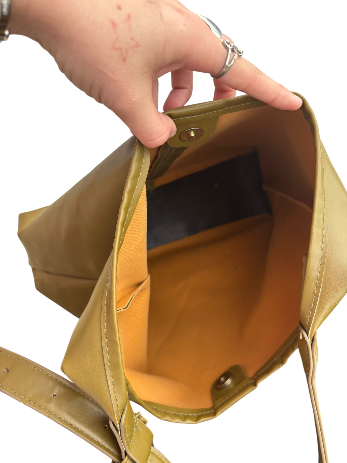 green  pleather shoulder bag