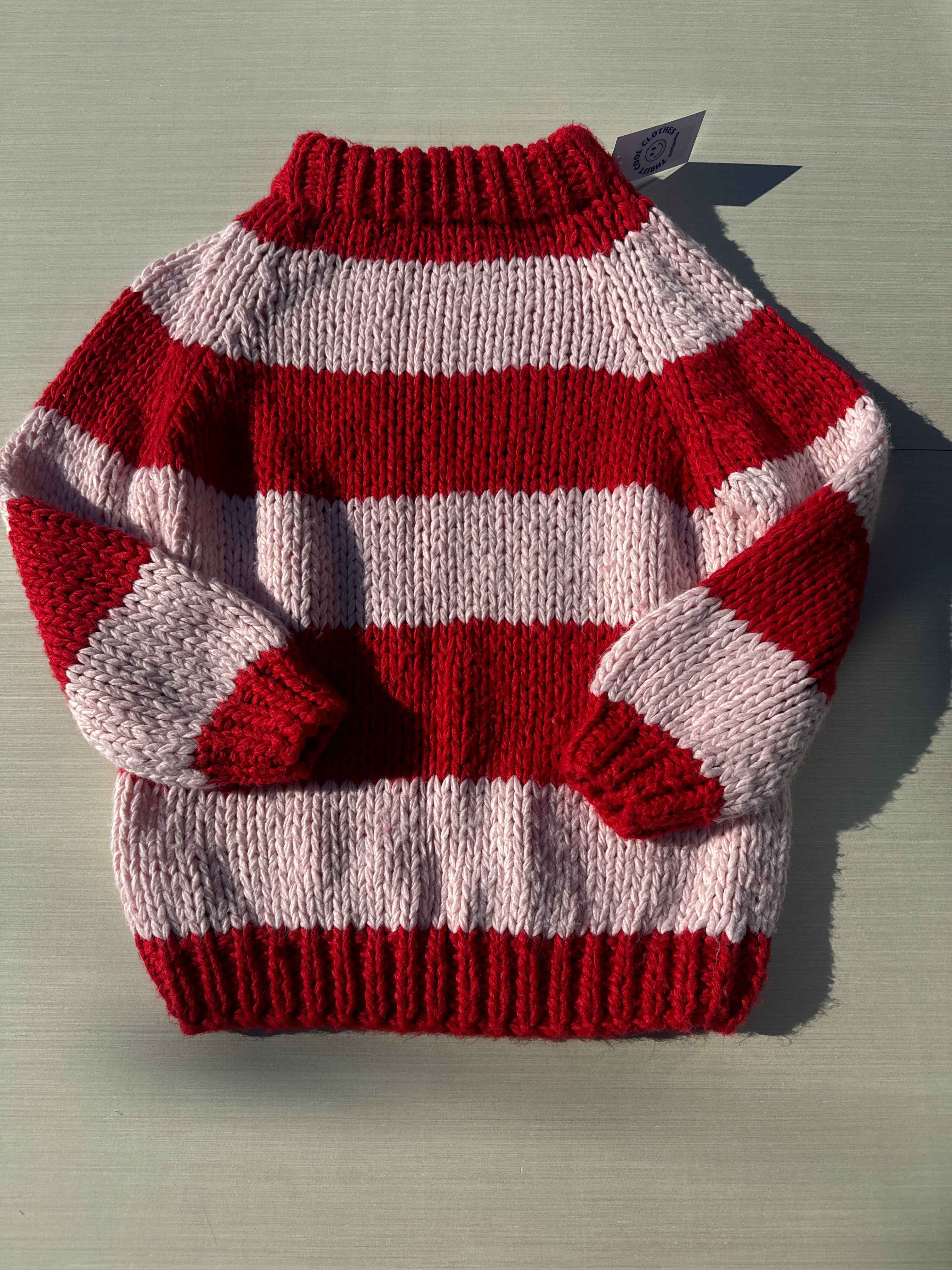 Pink red Chicwish Striped hand knit sweater, M