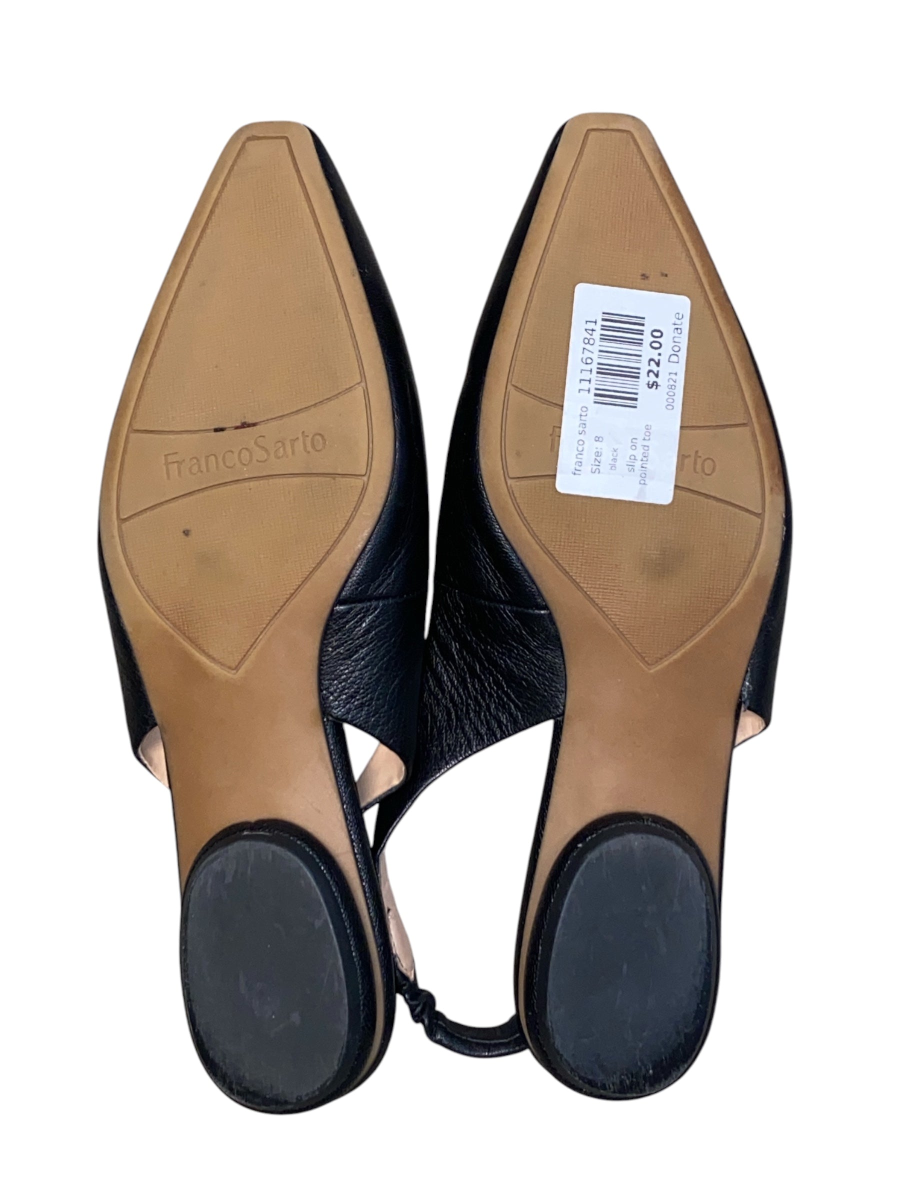 black franco sarto slip on pointed toe, 8