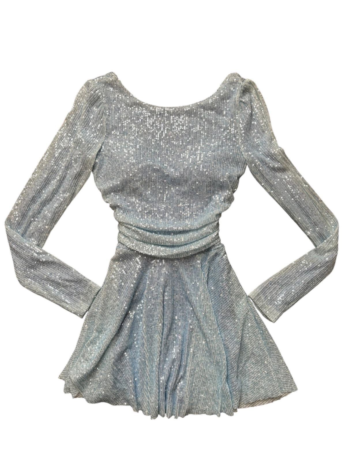 blue aniye by sequin ls drop waist dress, 38