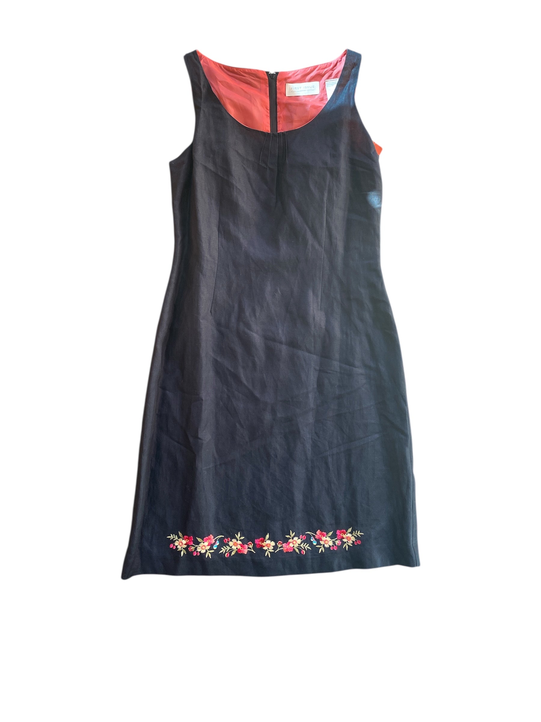 black pink first issue vtg embroidered tank midi dress, 10