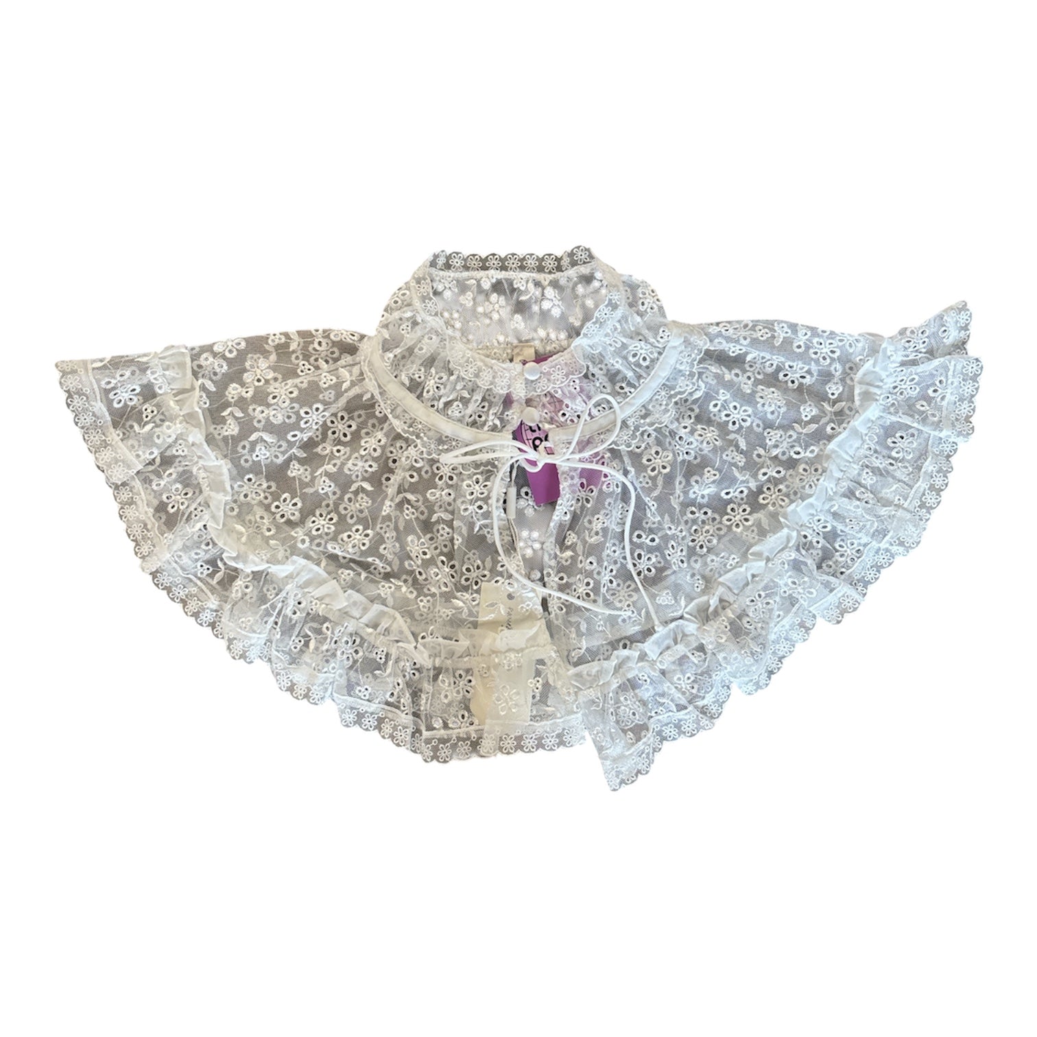 white for love and lemons eyelet lace cape, os