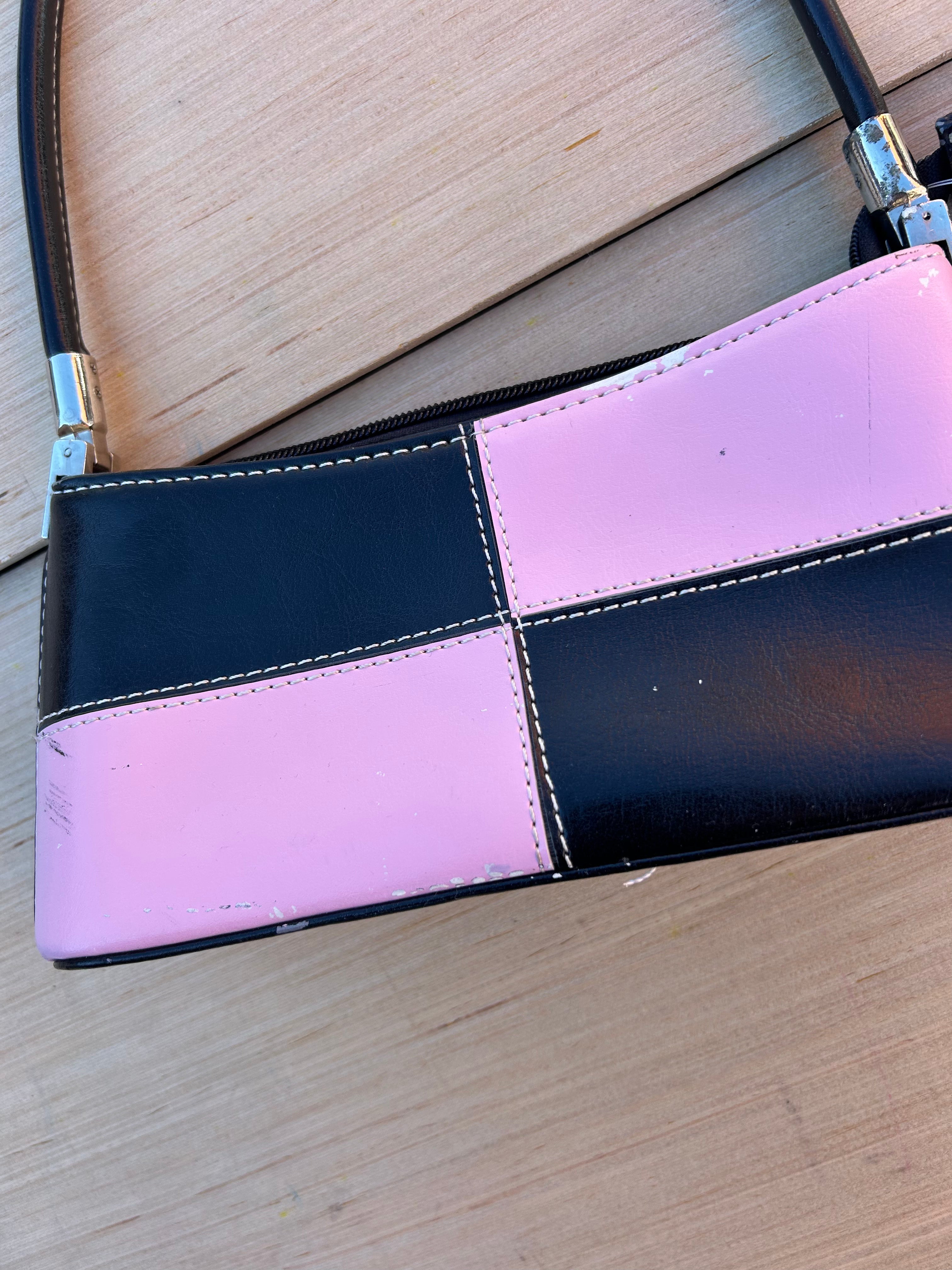 pink black  colorblock purse
