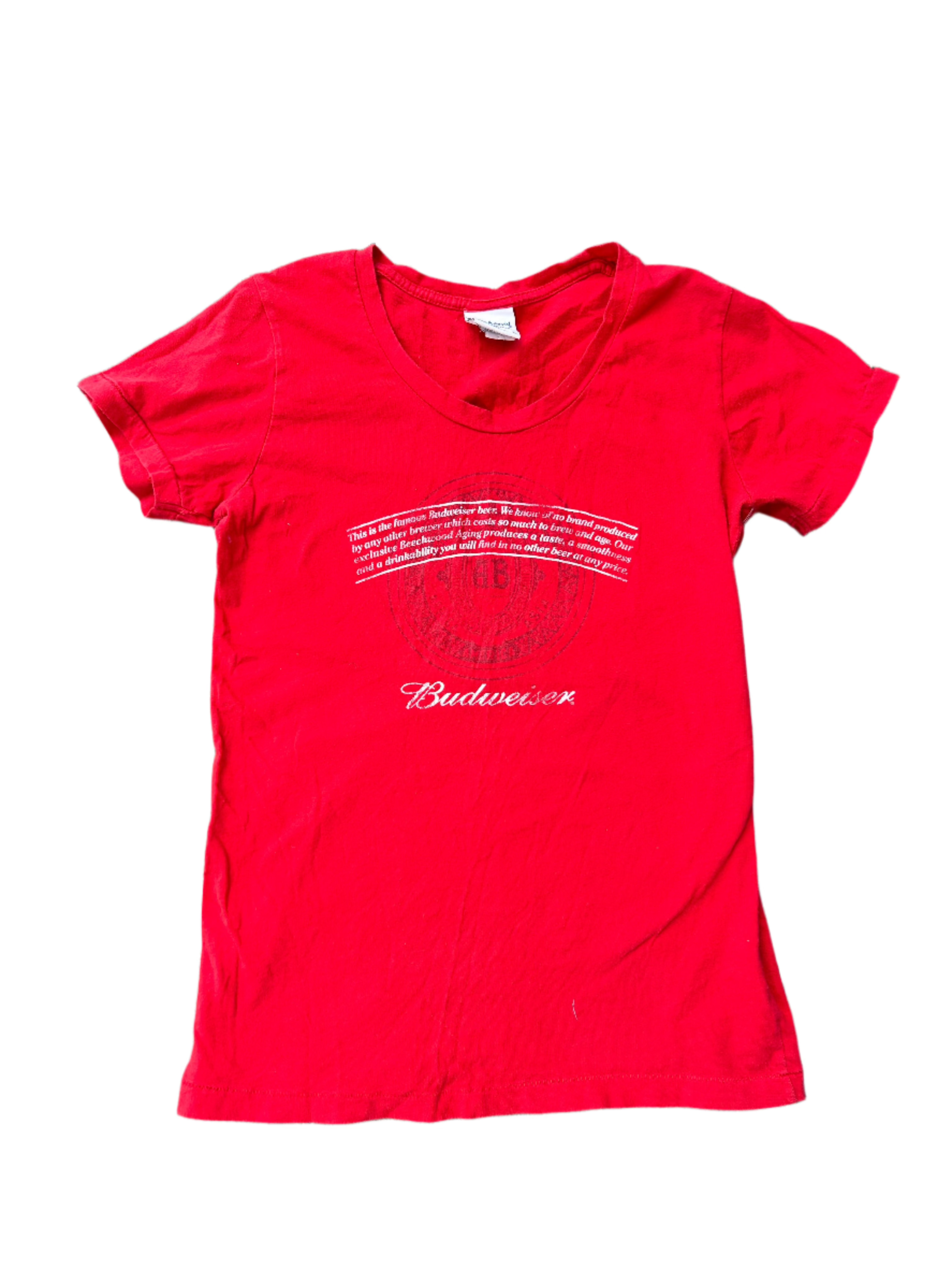 red camp david budweiser baby tee, L