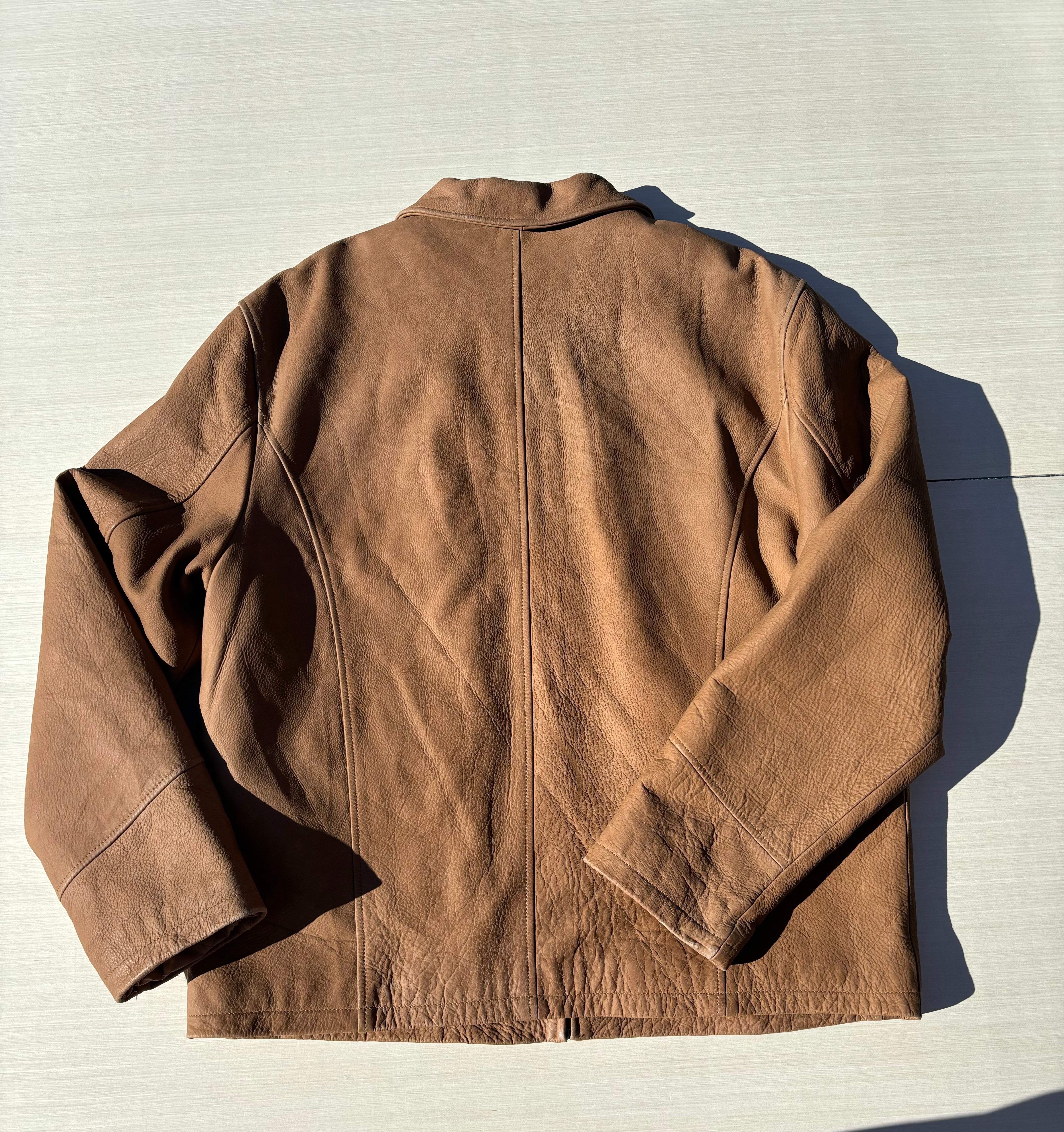 brown cherokee leather zip up jacket, L