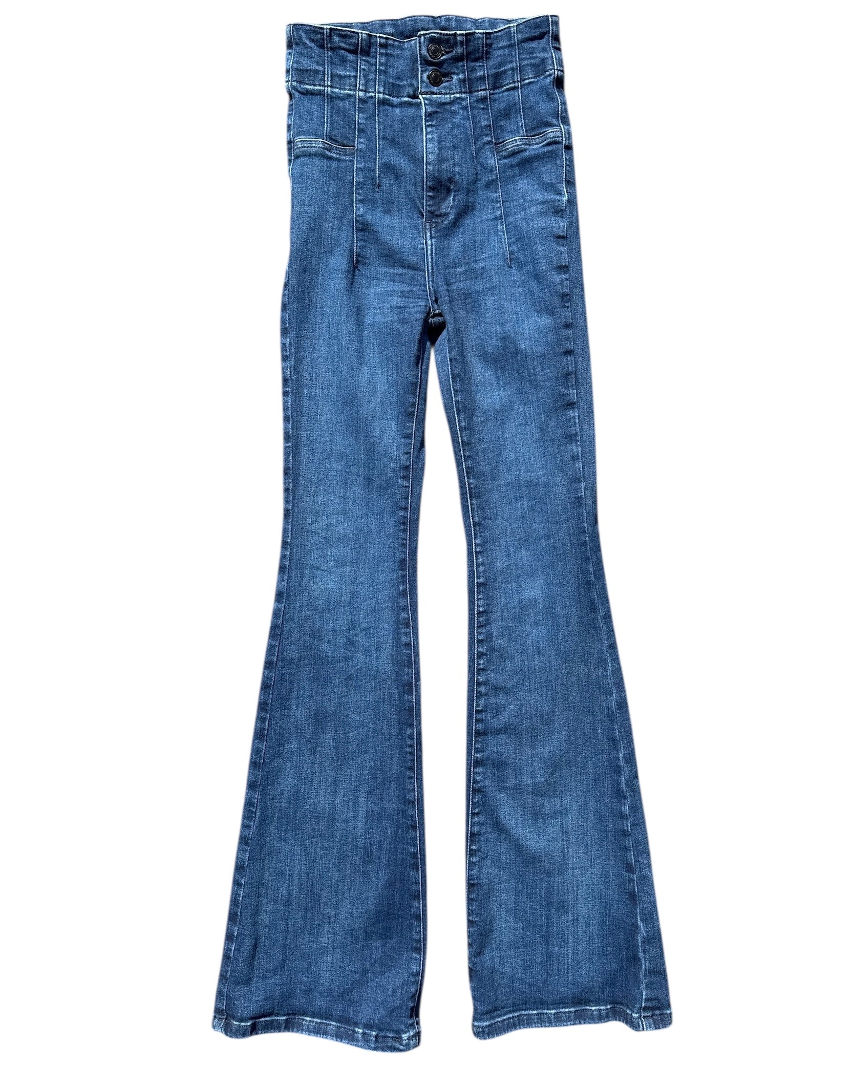 blue Free People hi waisted wide leg jeans, 26