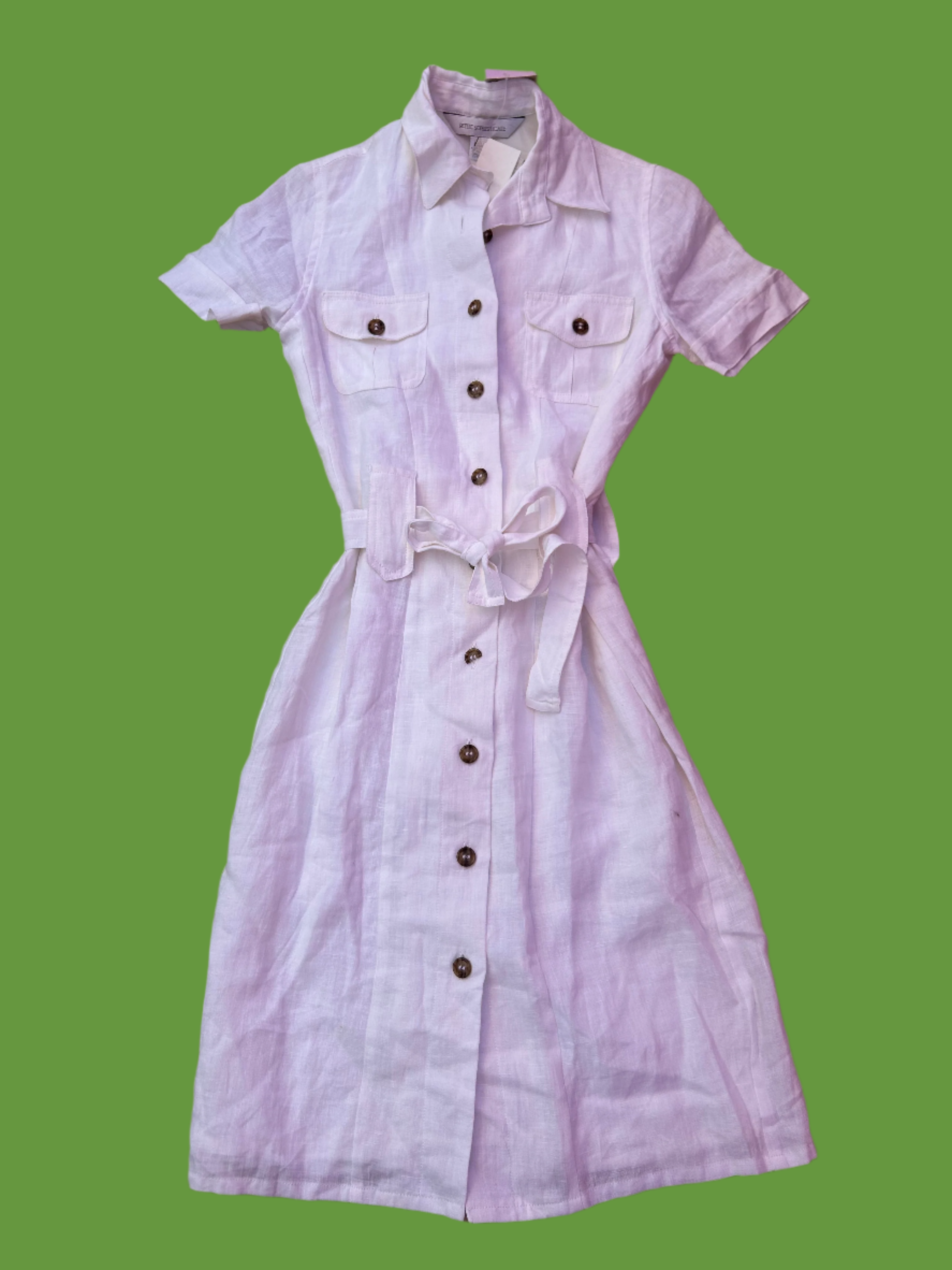white petite sophisticate button down dress nwt, 0