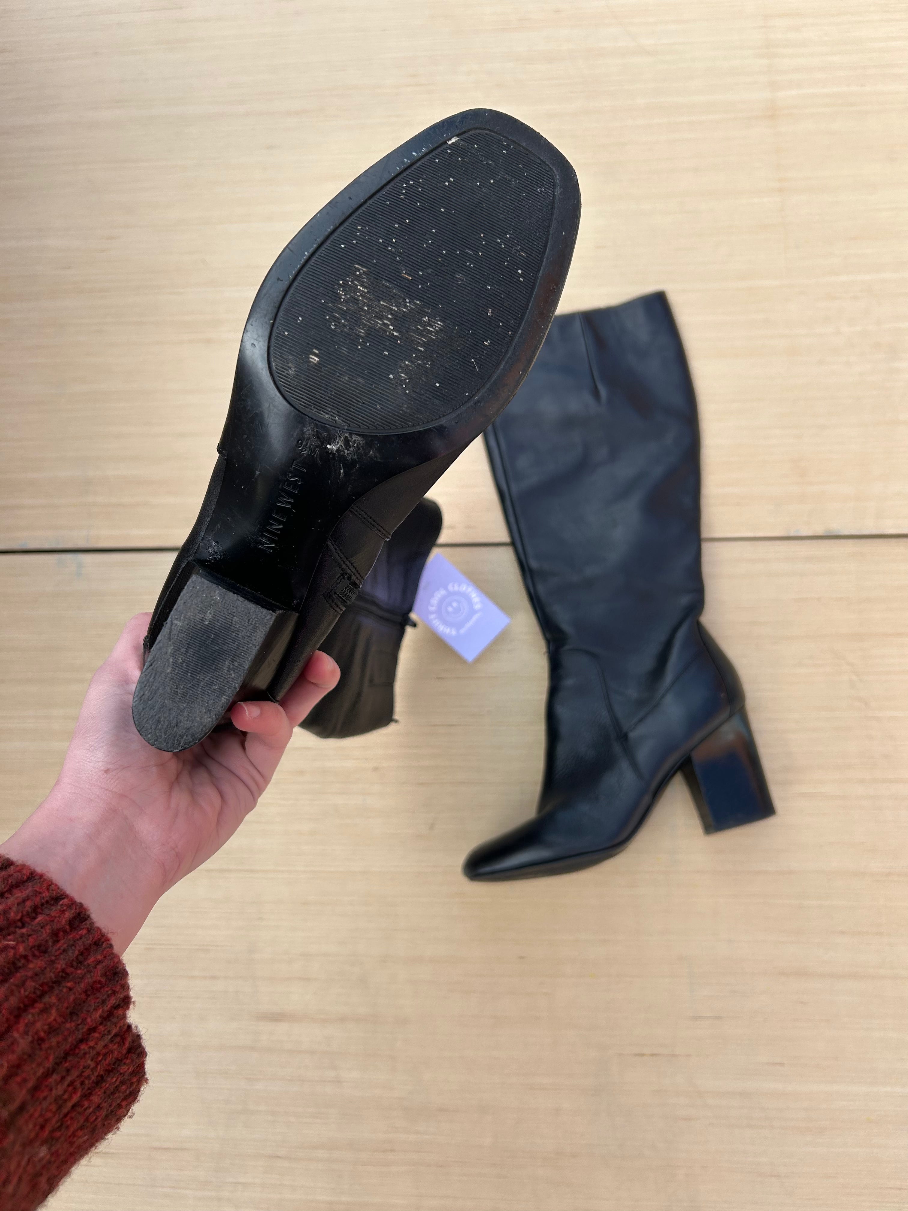 black nine west heeled boots, 8.5
