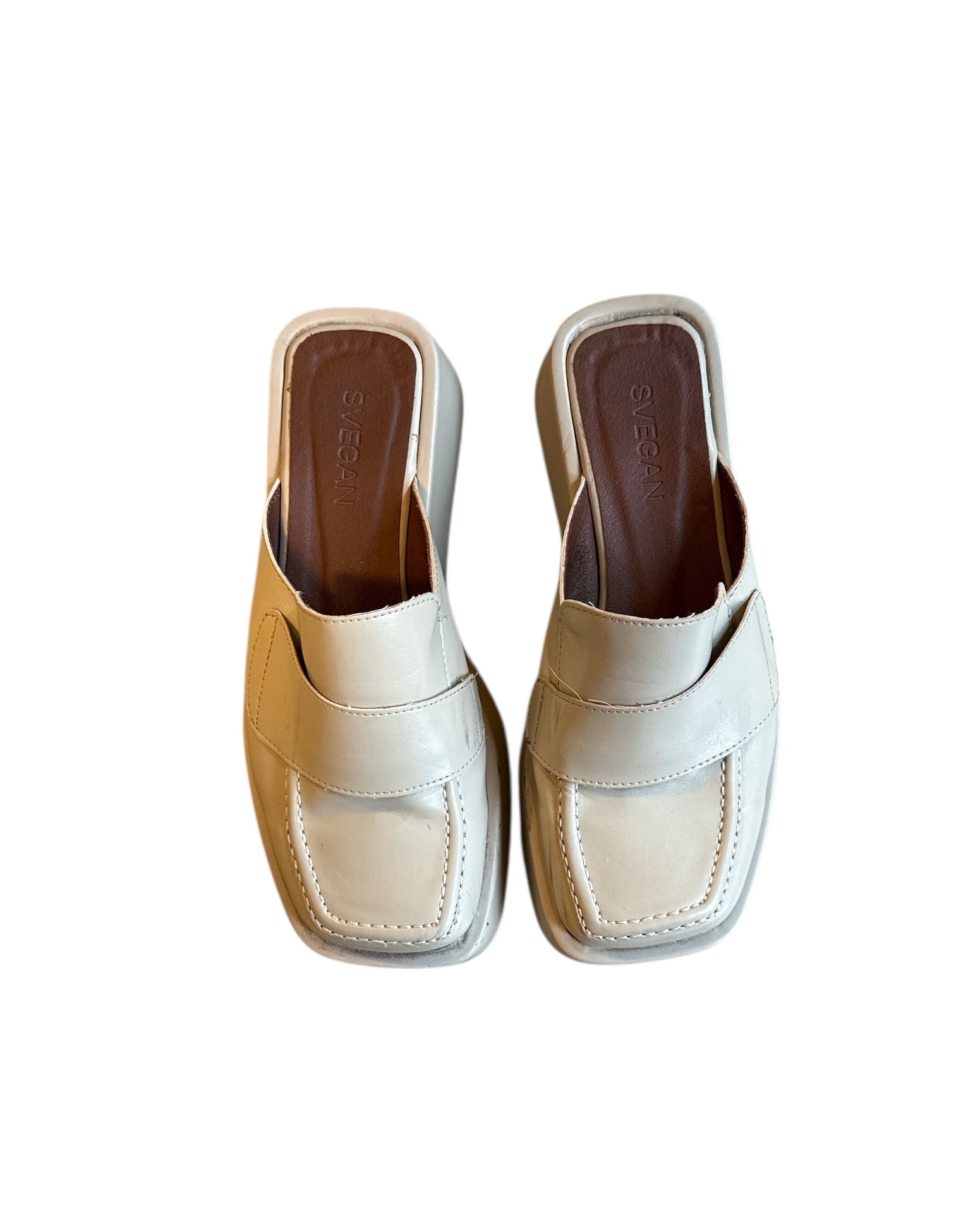 beige svegan mules, 36