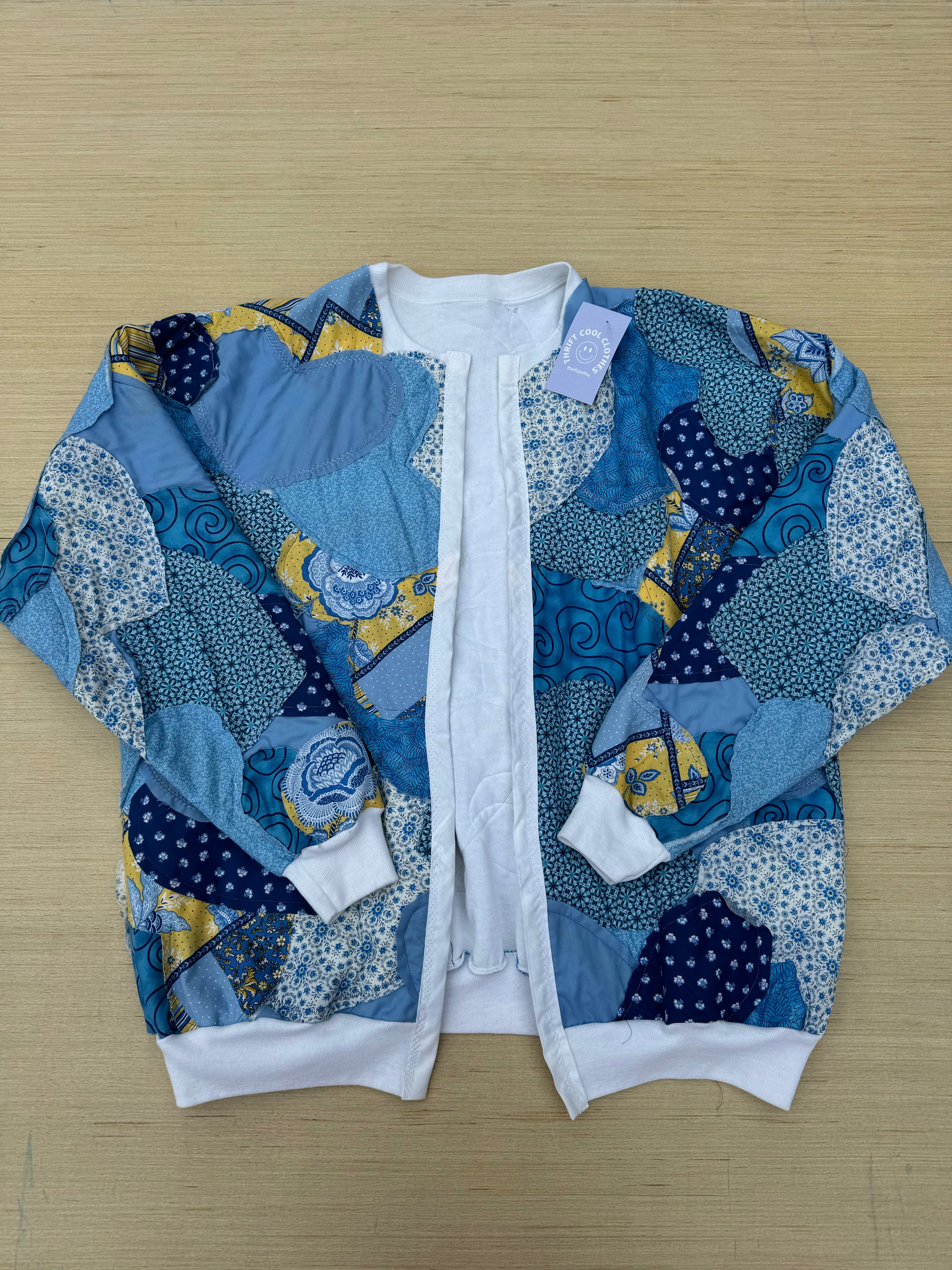 Blue  Handmade quilted jacket, L