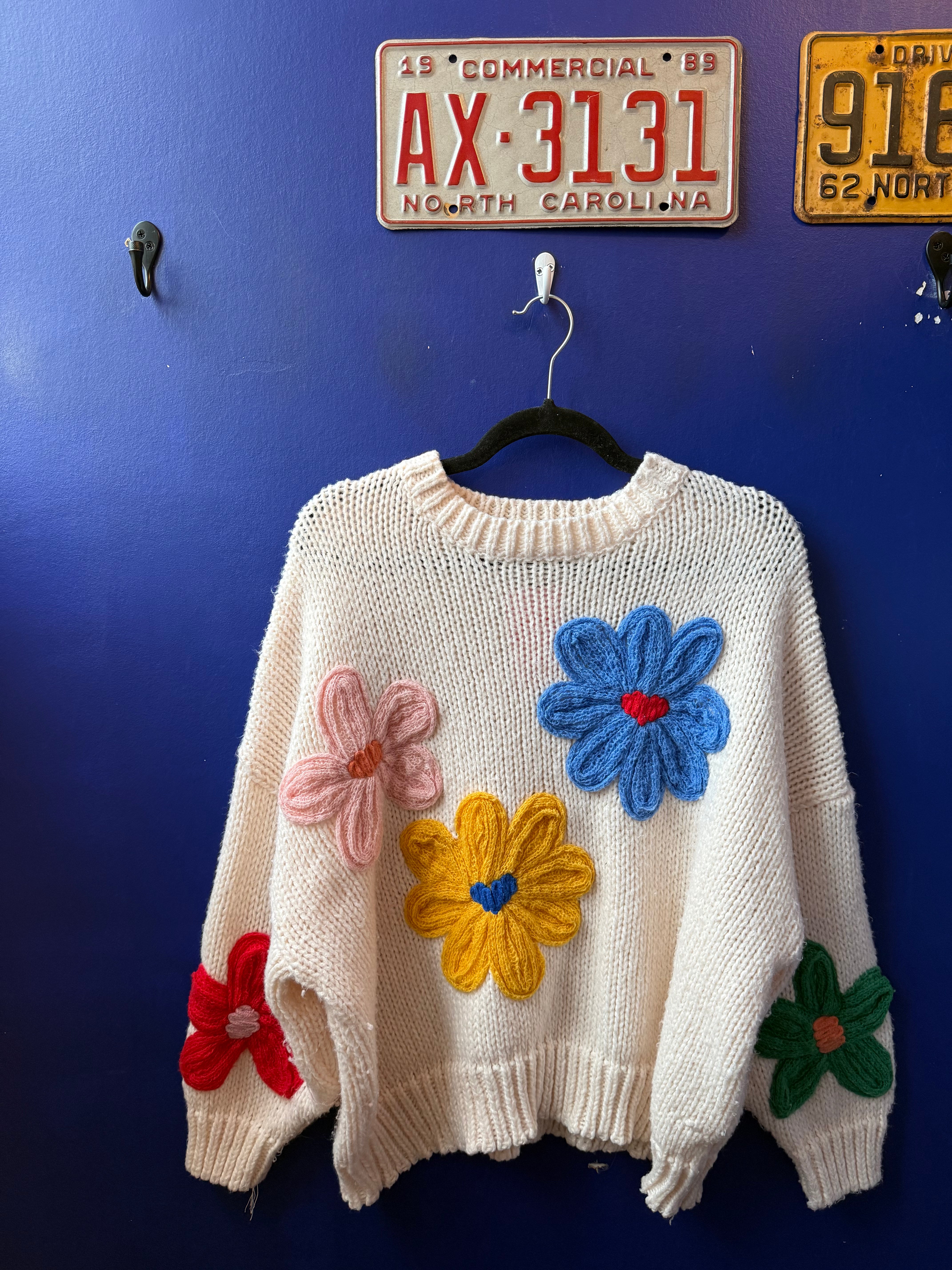 cream multi bibi floral sweater, bibi