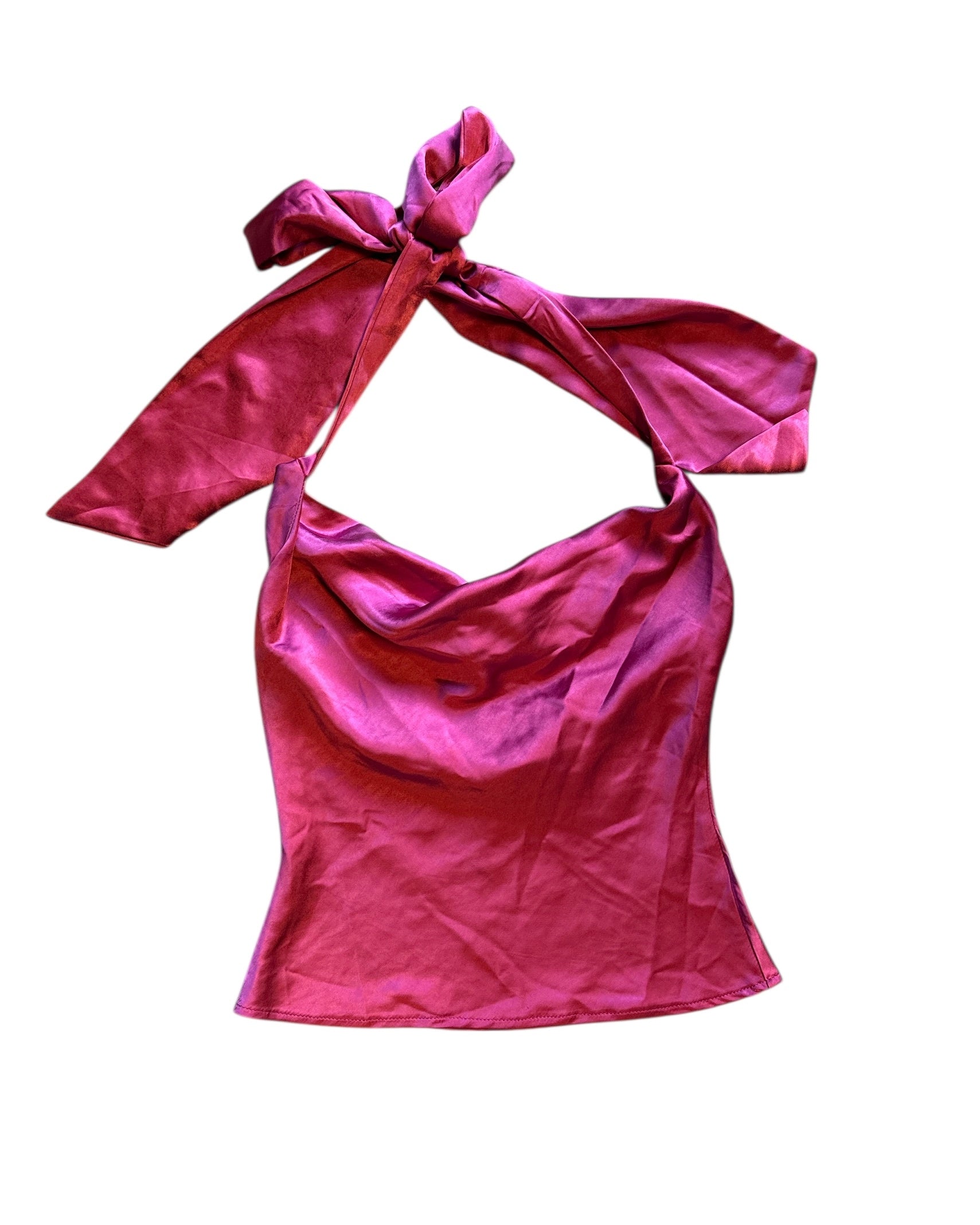 fuschia altard state cowl neck halter top, xs