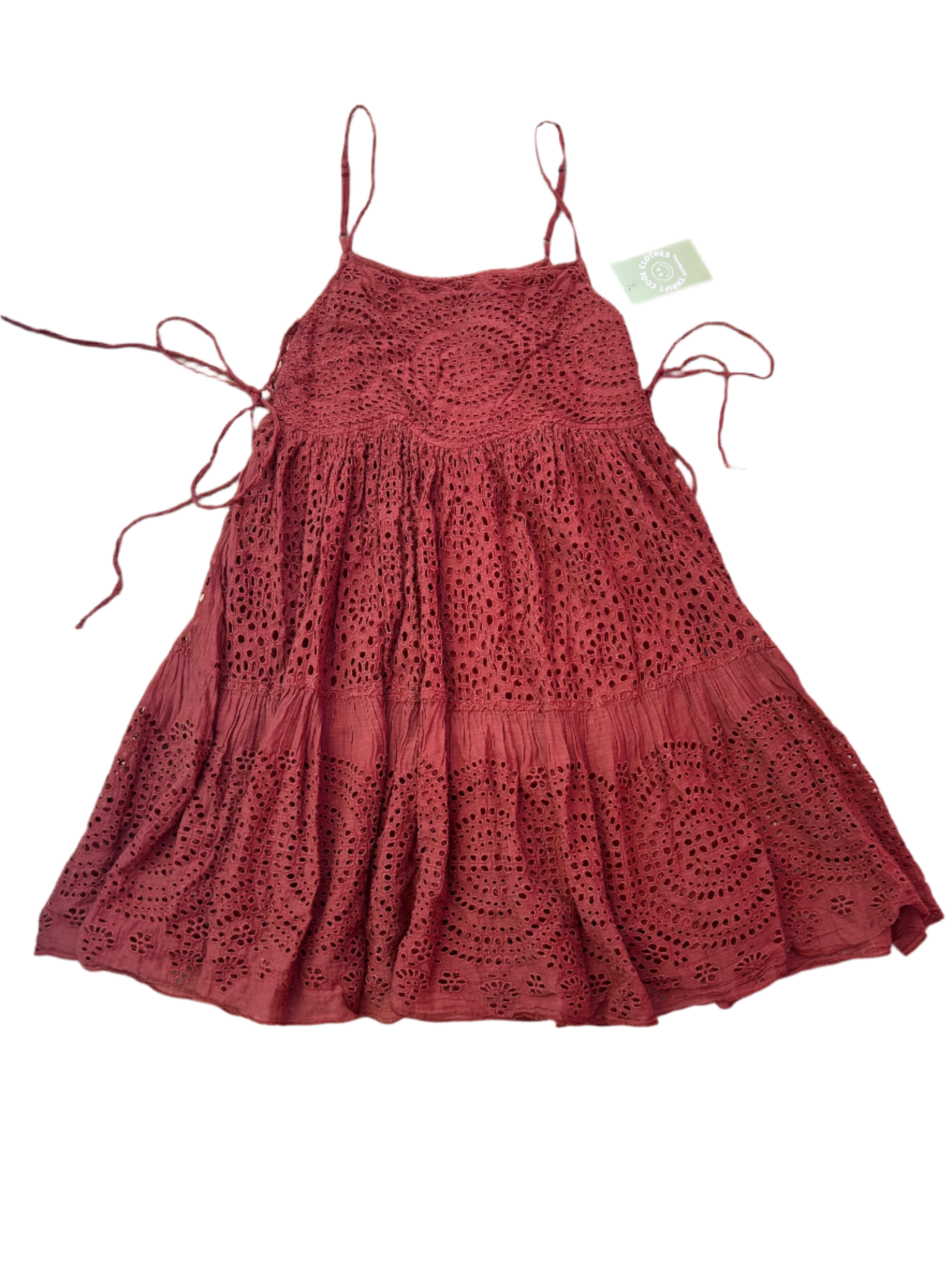 brown free people eyelet short dress, xs
