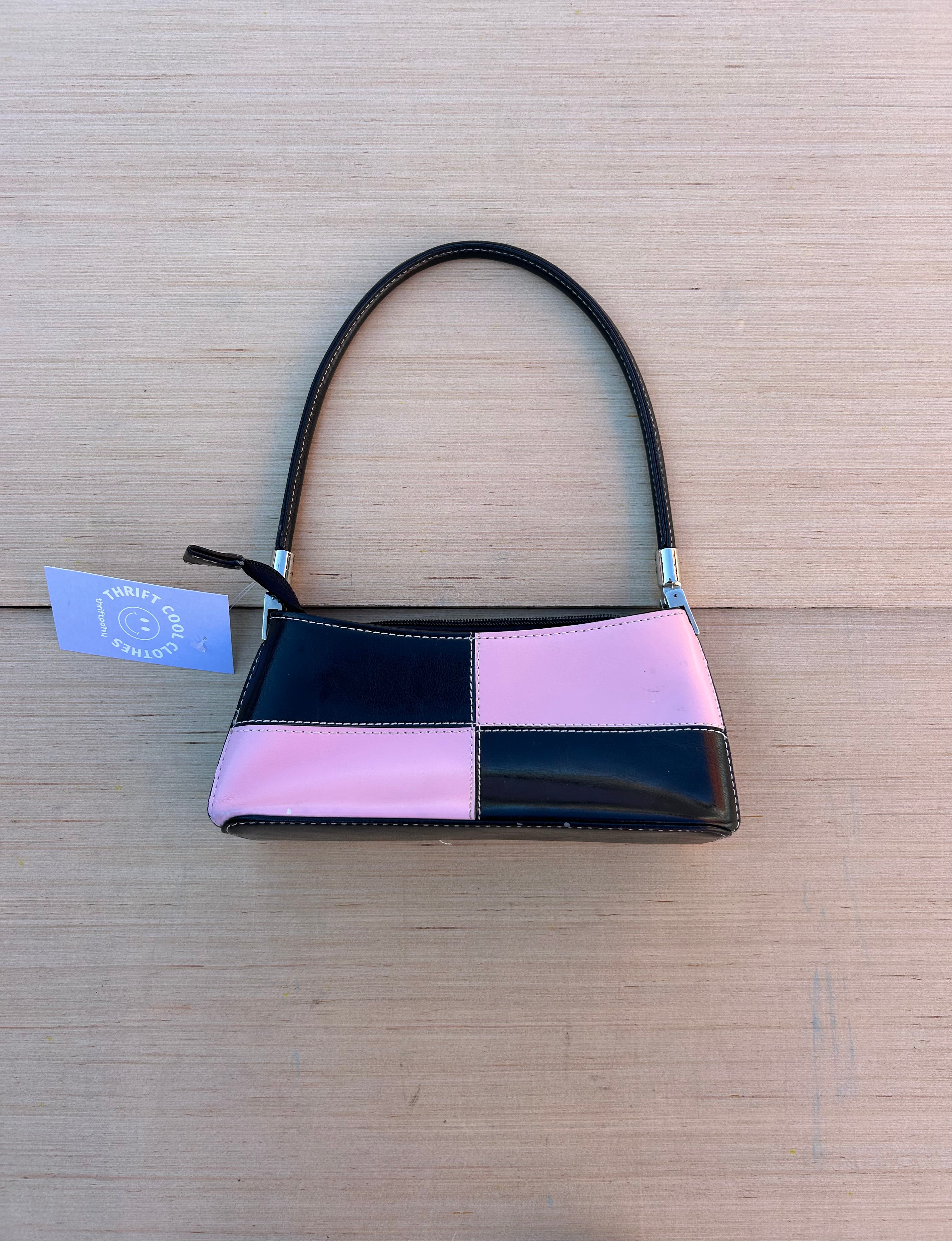 pink black  colorblock purse
