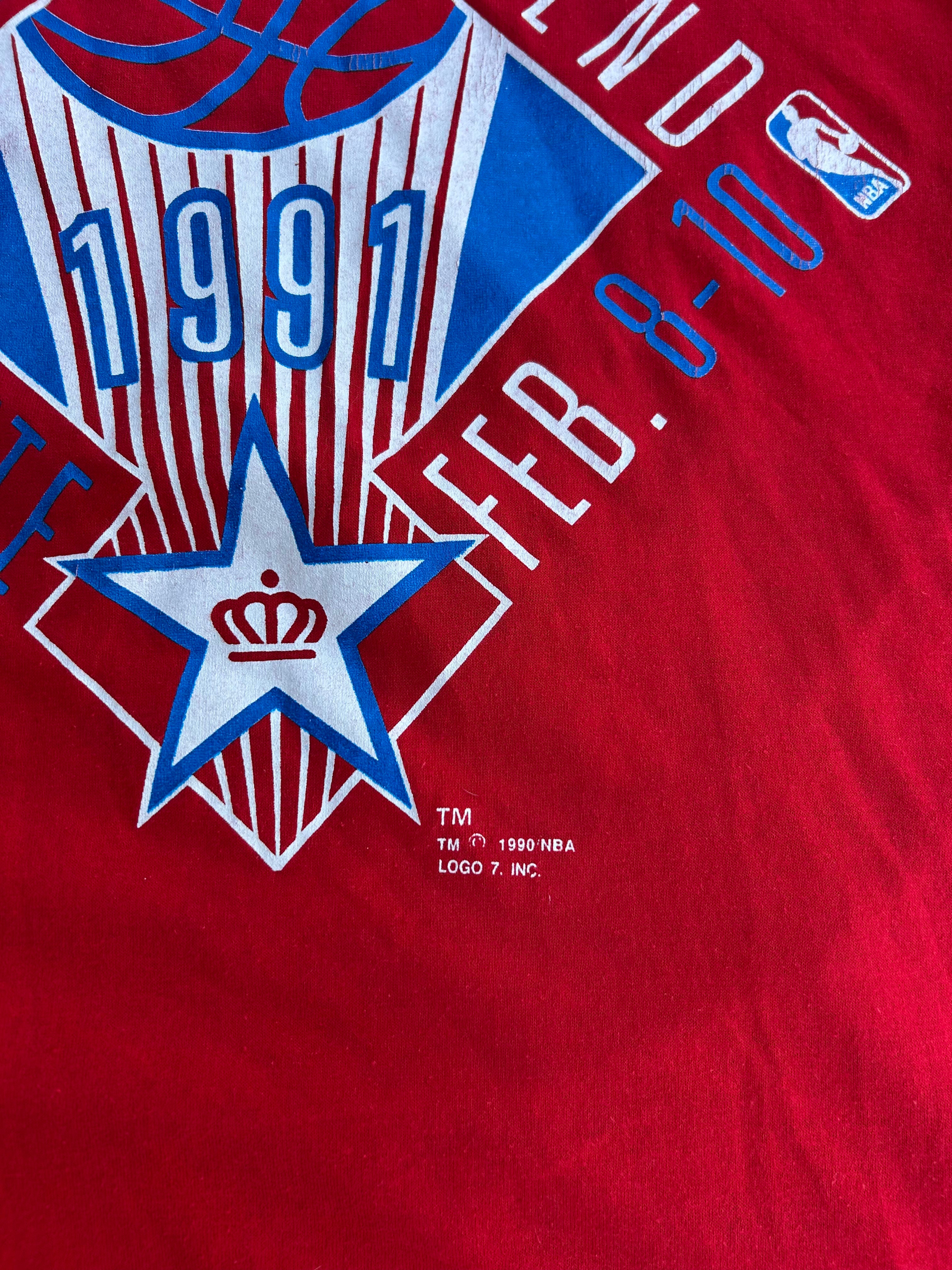 Red Logo 7 1991 Charlotte all star nba tee, L