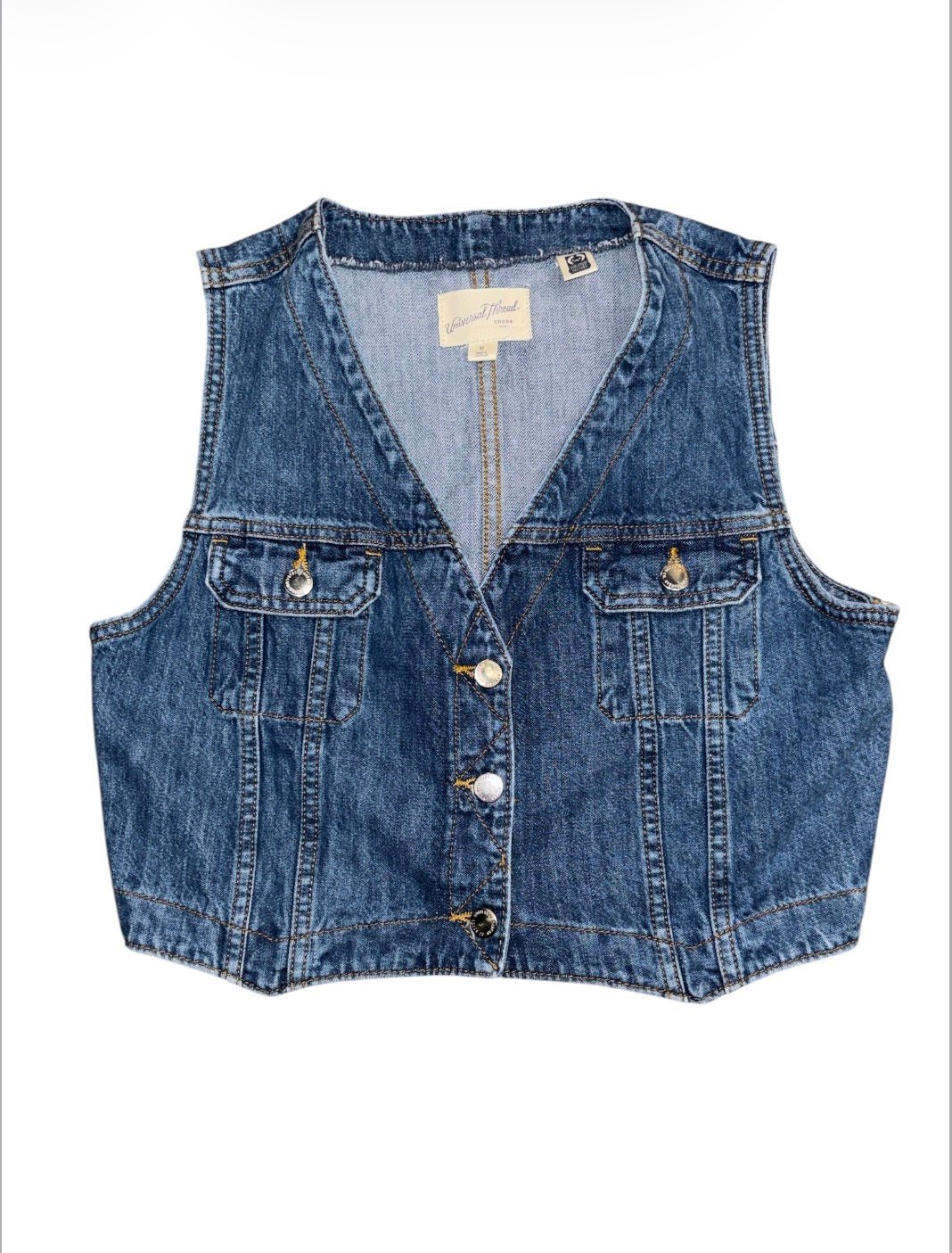 med wash universal thread denim vest, m