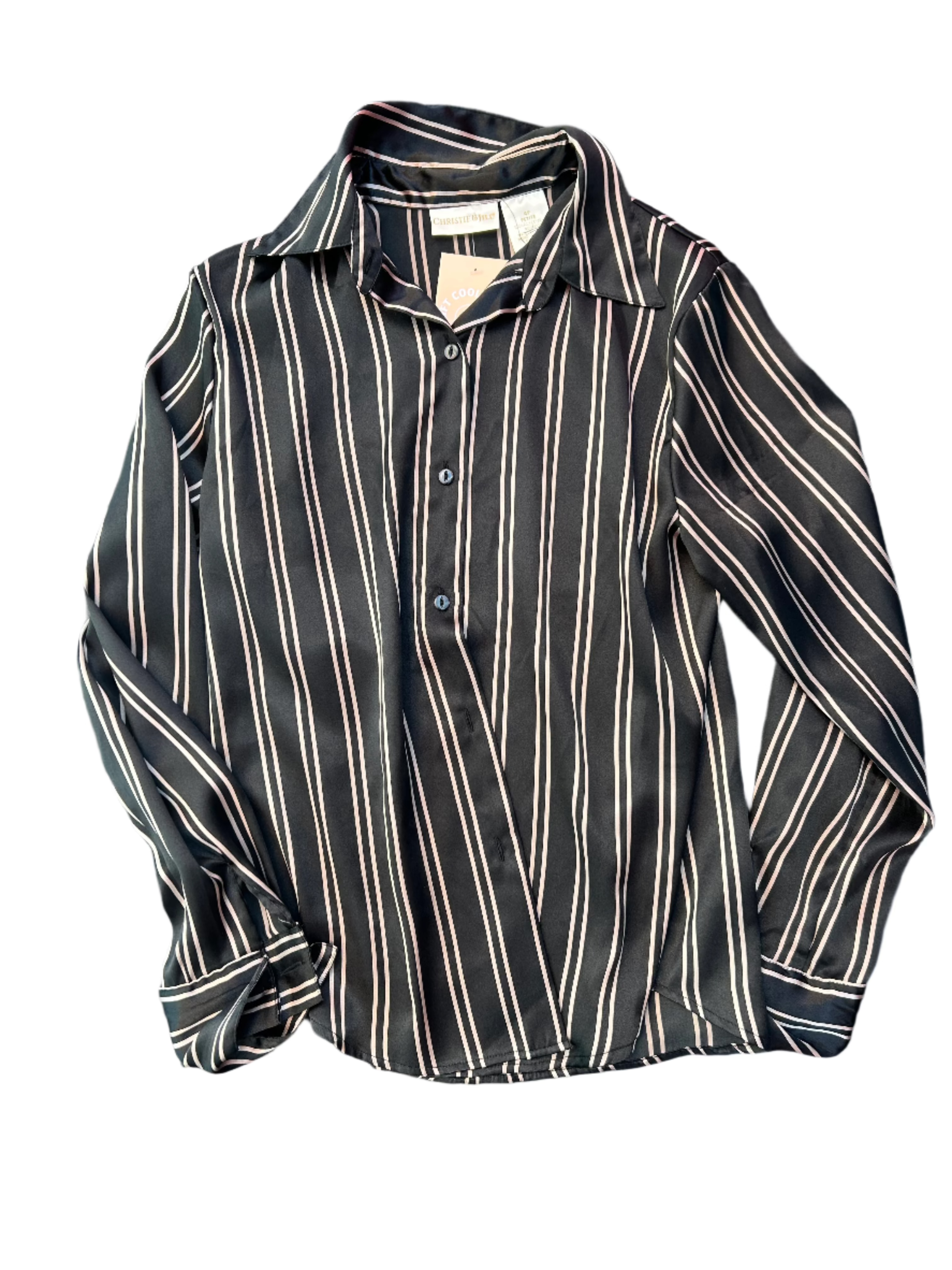 black mauve christie & jill satin stripe button down, 4p