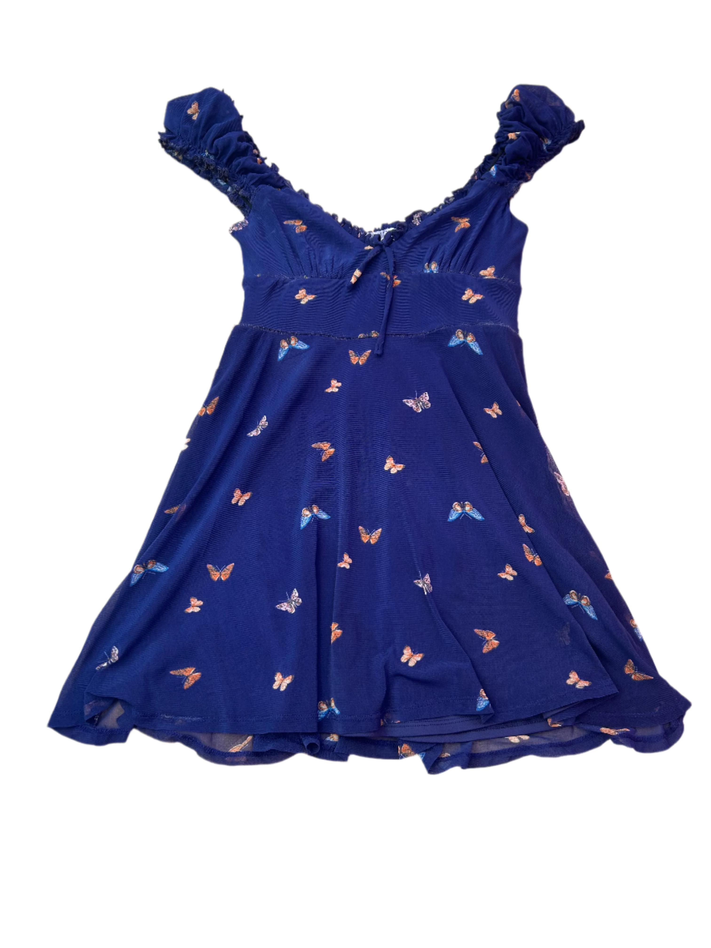 blue urban outfitters butterfly mini dress, s