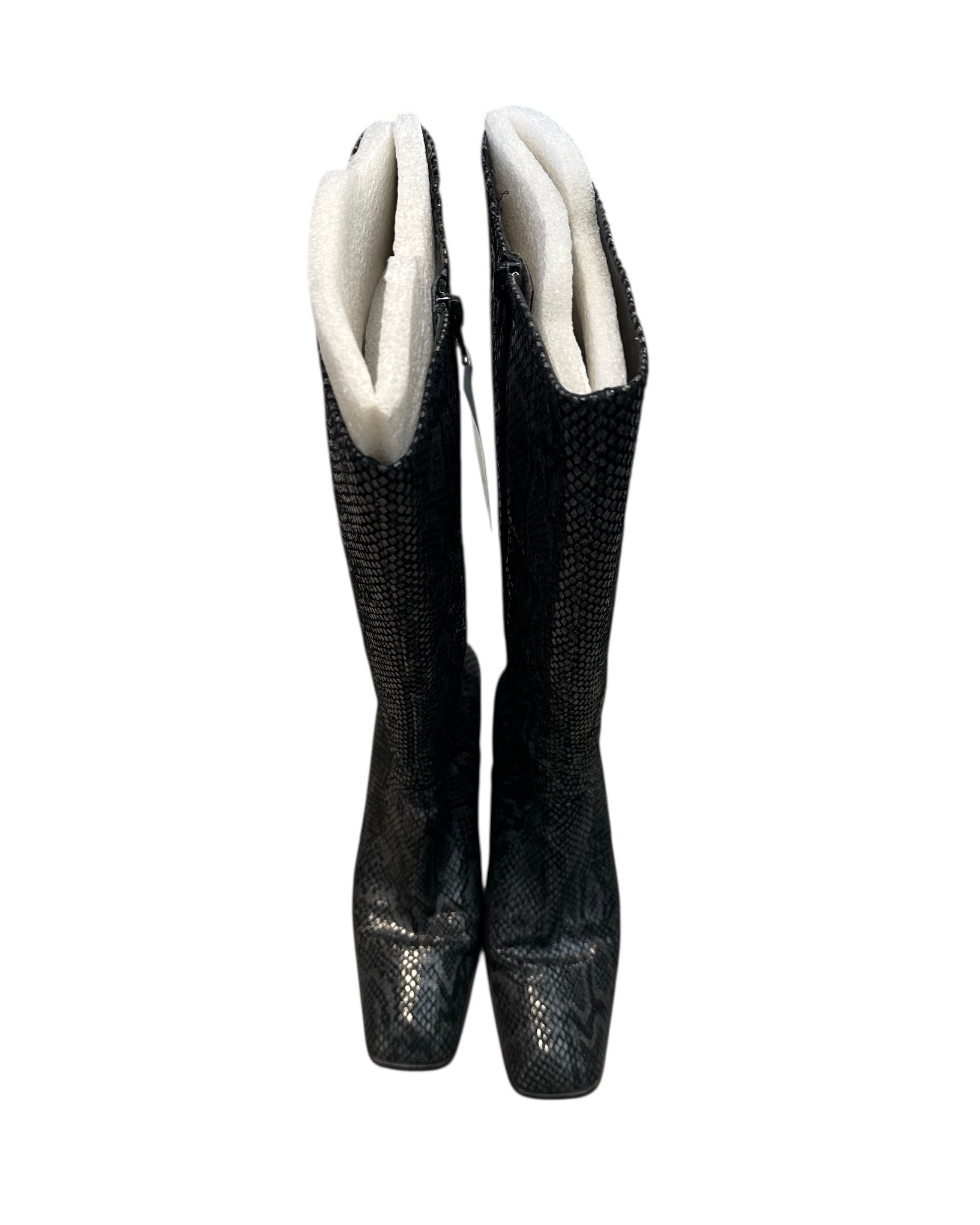 black gray naturalizer square toed snakeprint boots, 8.5