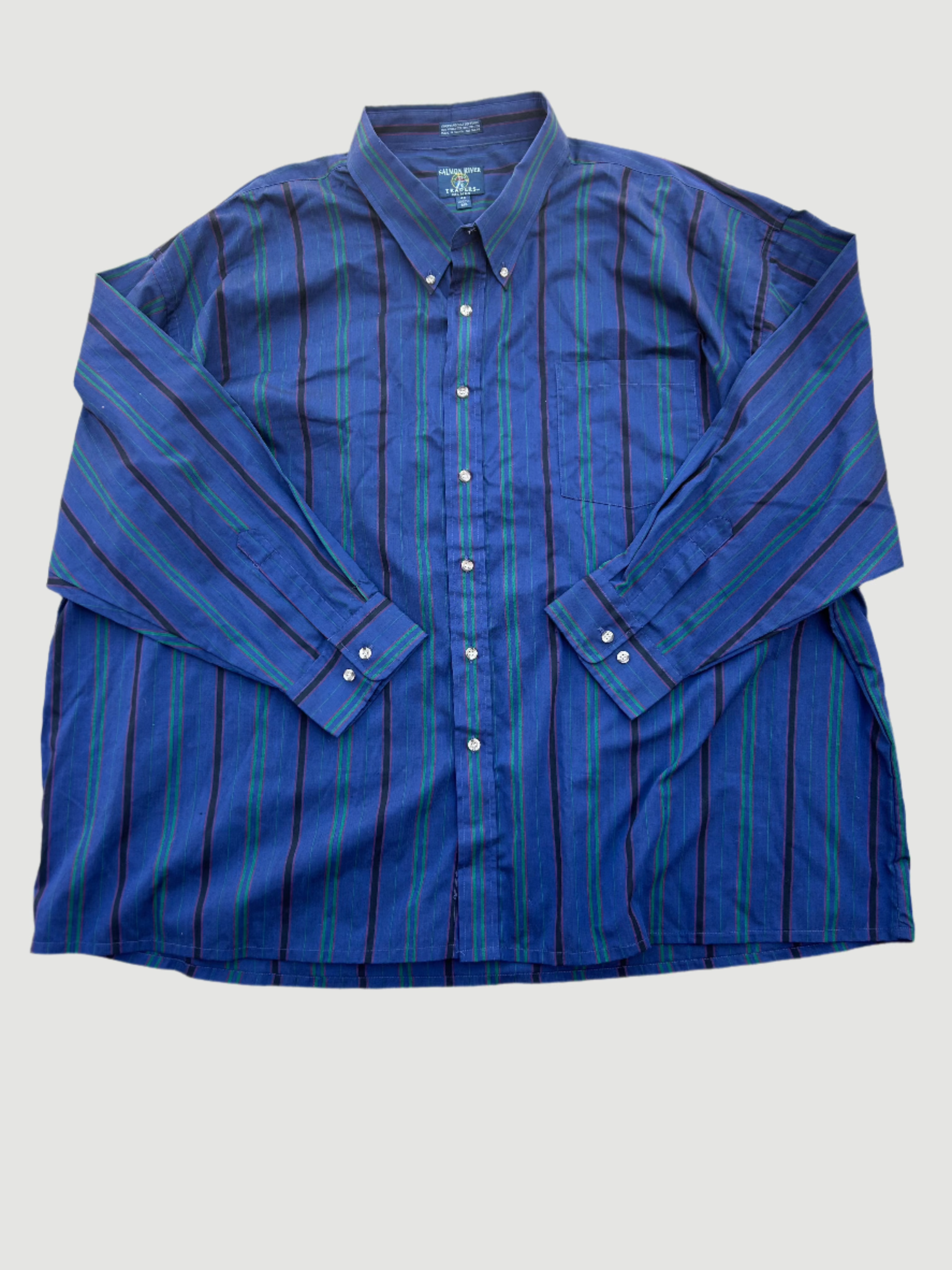 navy green salmon river striped button down, 4x