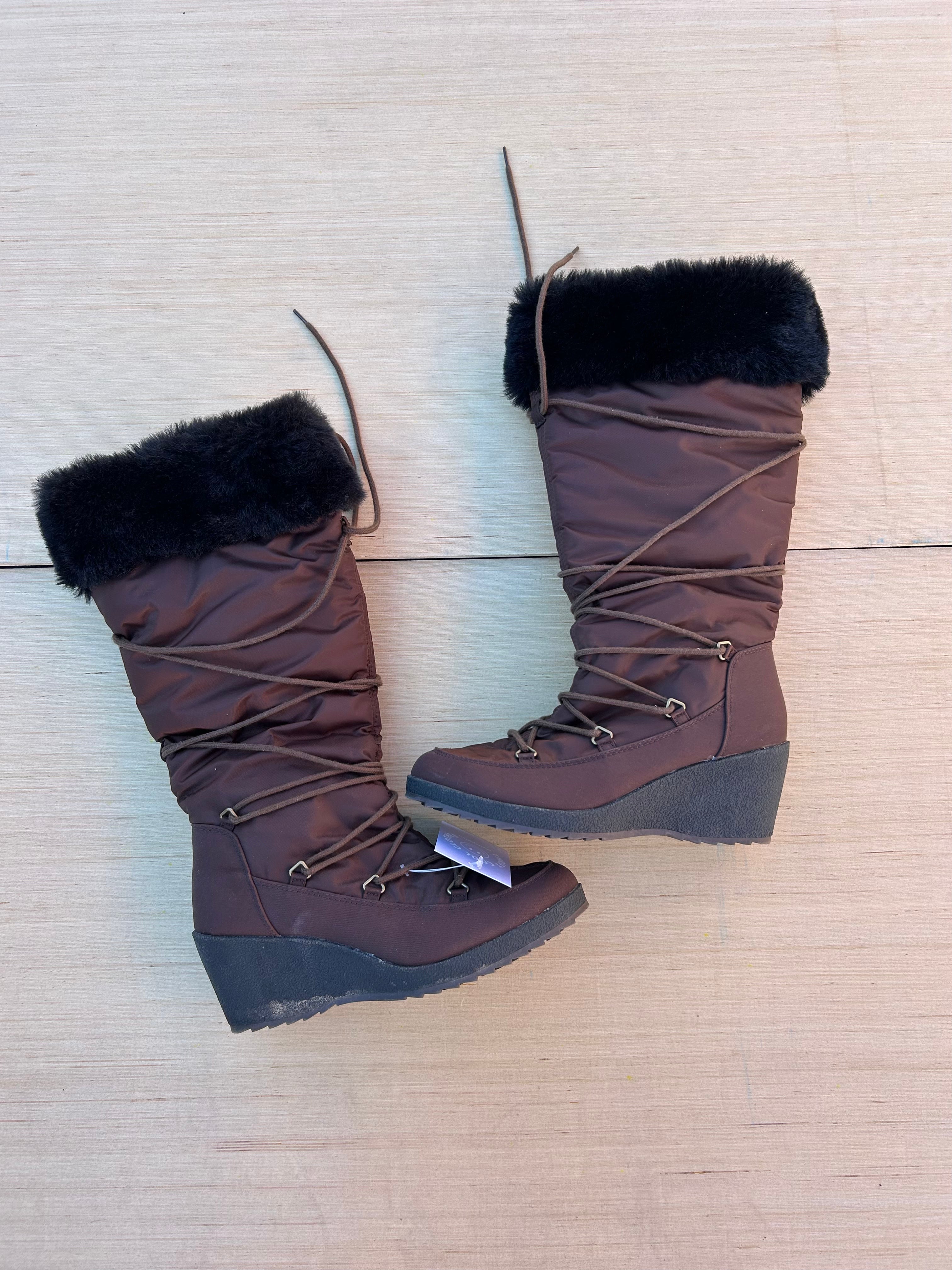 brown black cougar waterproof wedge boots, 7