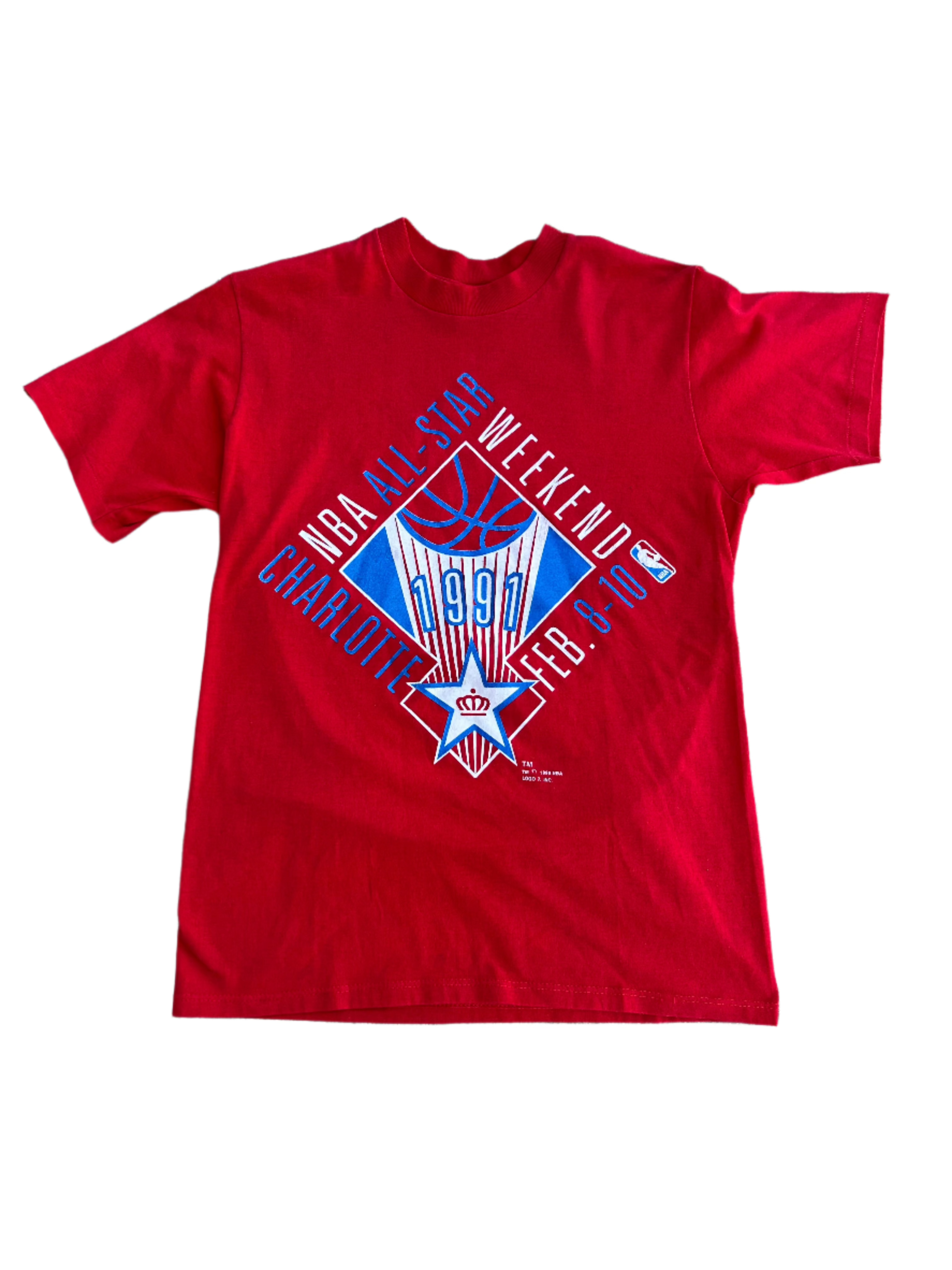 Red Logo 7 1991 Charlotte all star nba tee, L