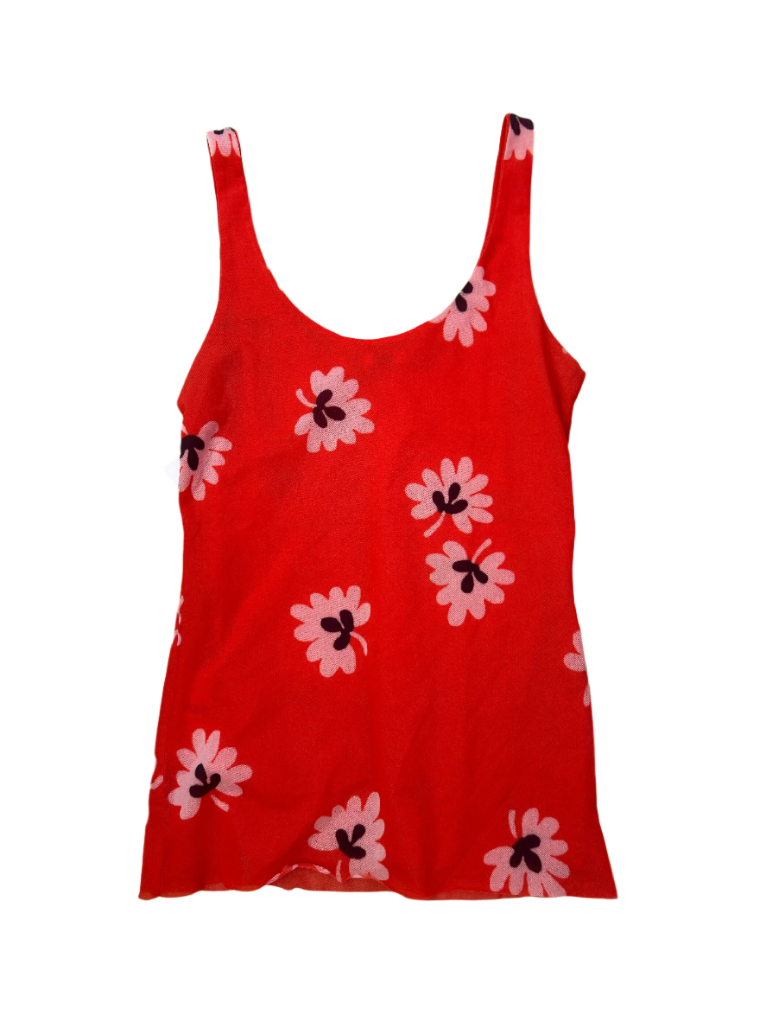 Orange Ganni Floral mesh tank, 36