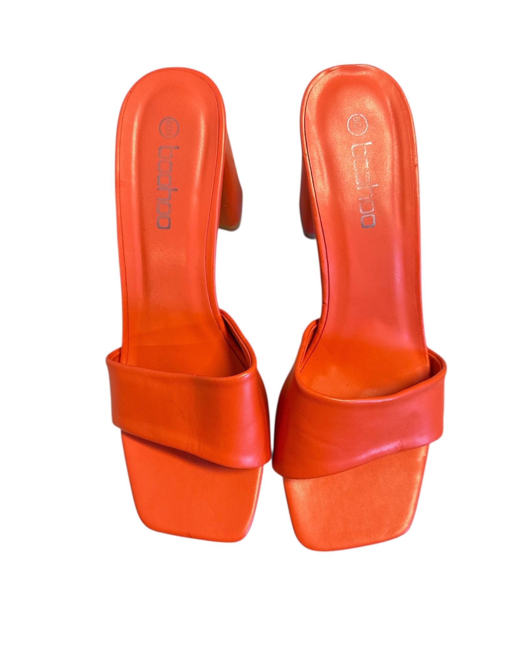 orange boohoo heels, 6