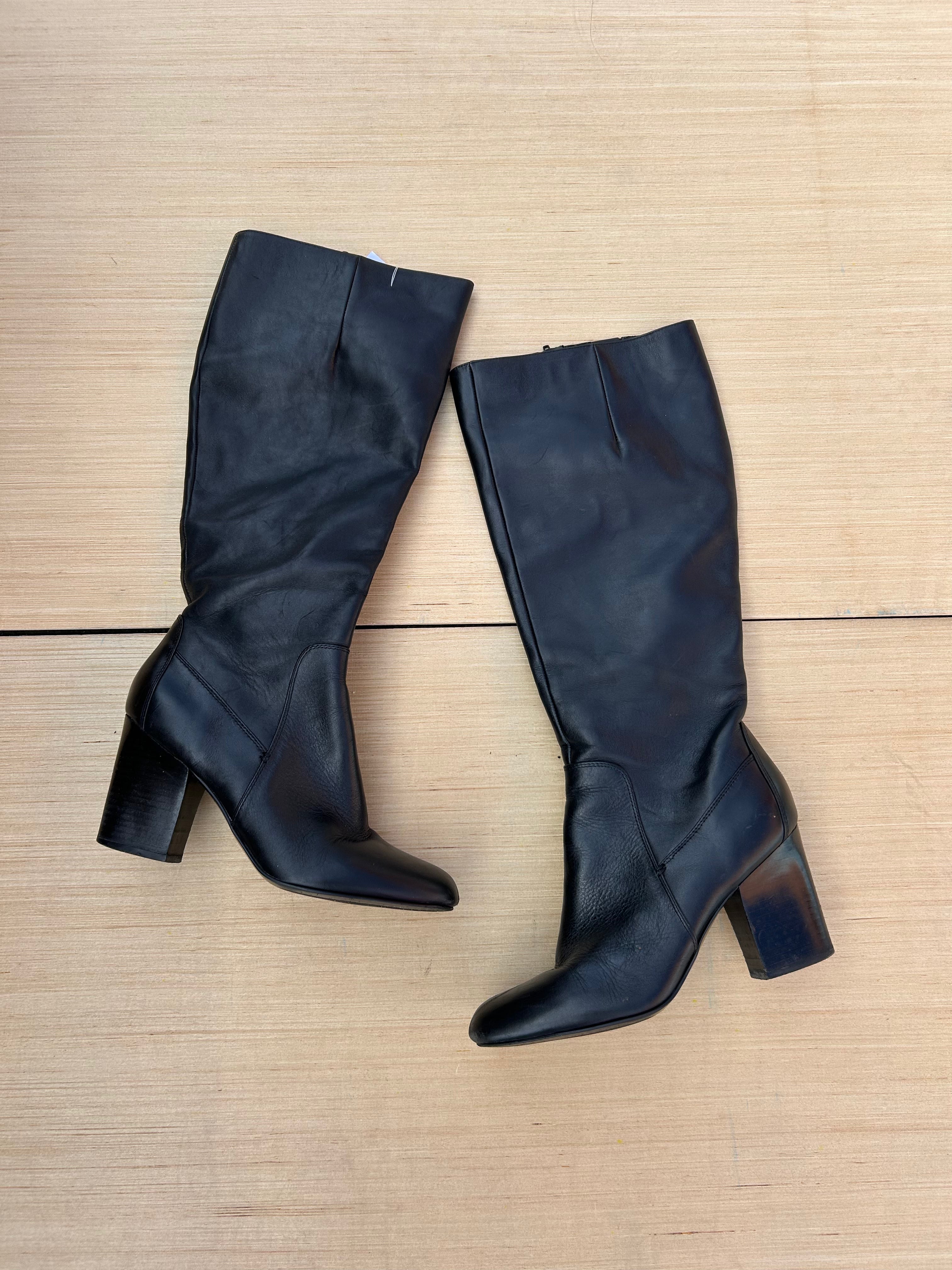 black nine west heeled boots, 8.5