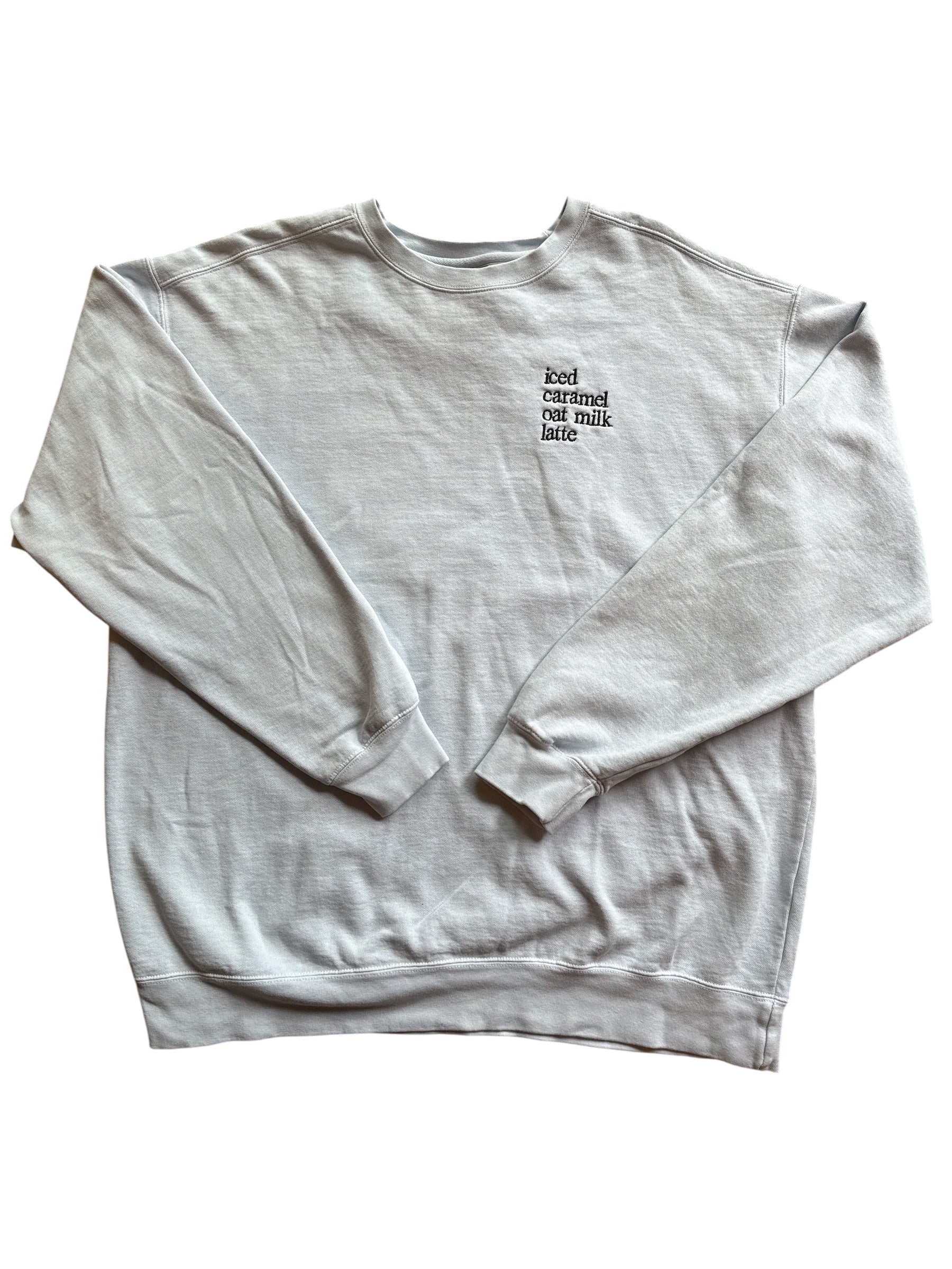 blue comfort colors iced caramel oatmilk latte crew, xl