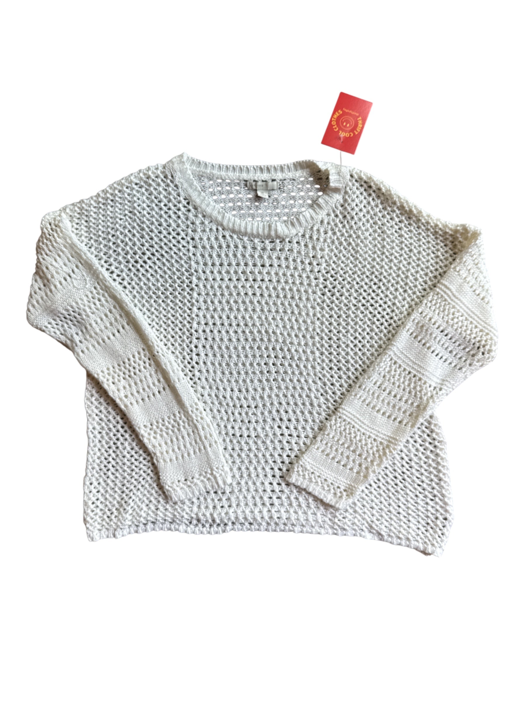 white cato loose crochet sweater, xl