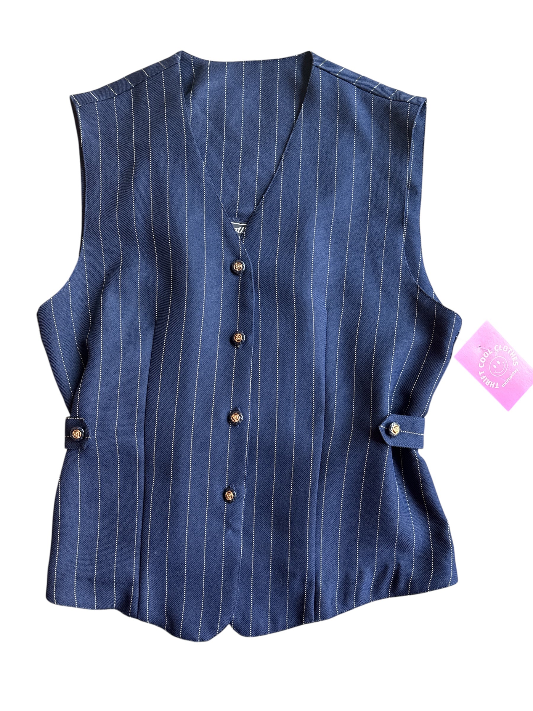 navy yellow southern lady striped vest top, m/l