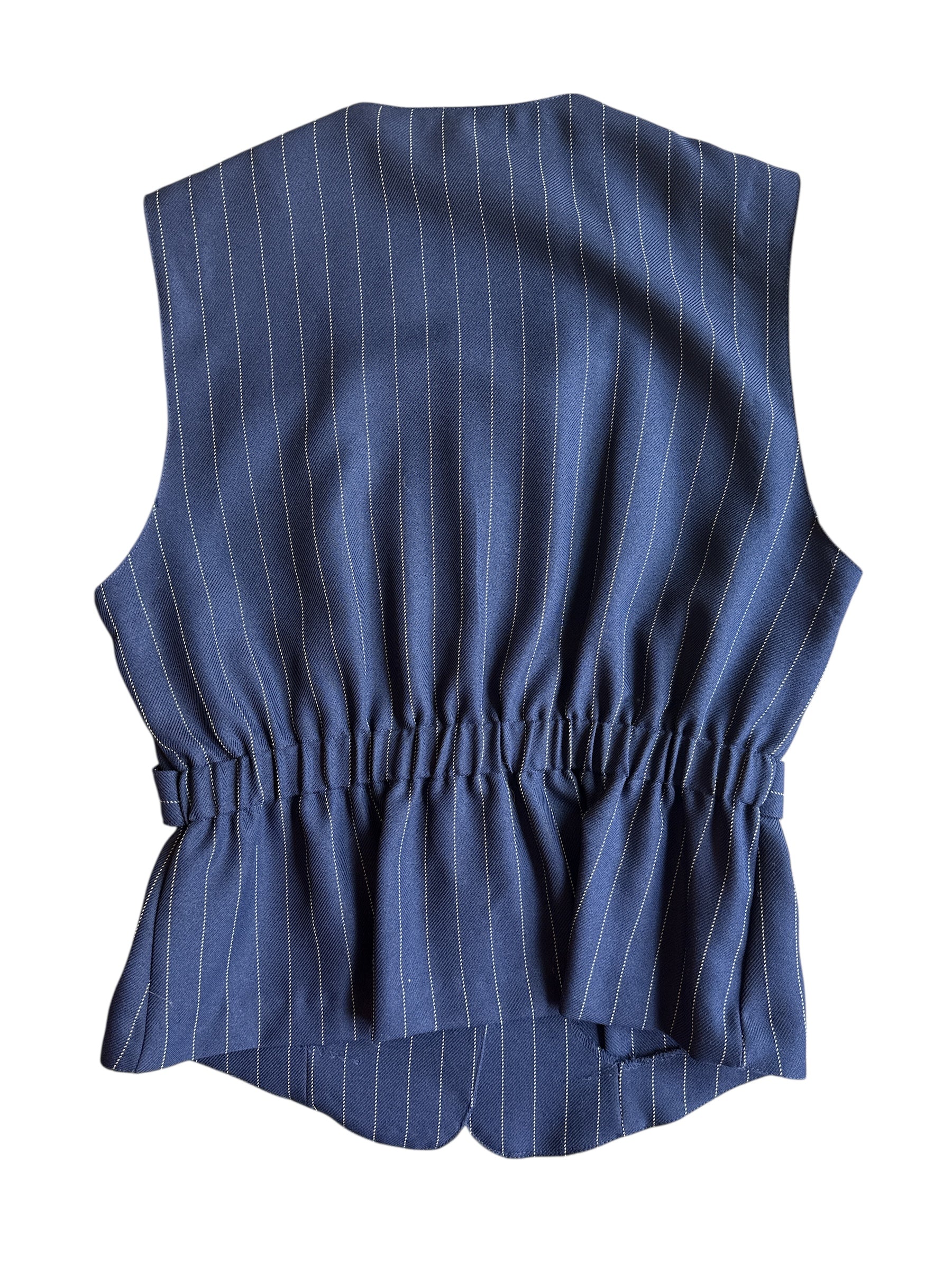 navy yellow southern lady striped vest top, m/l