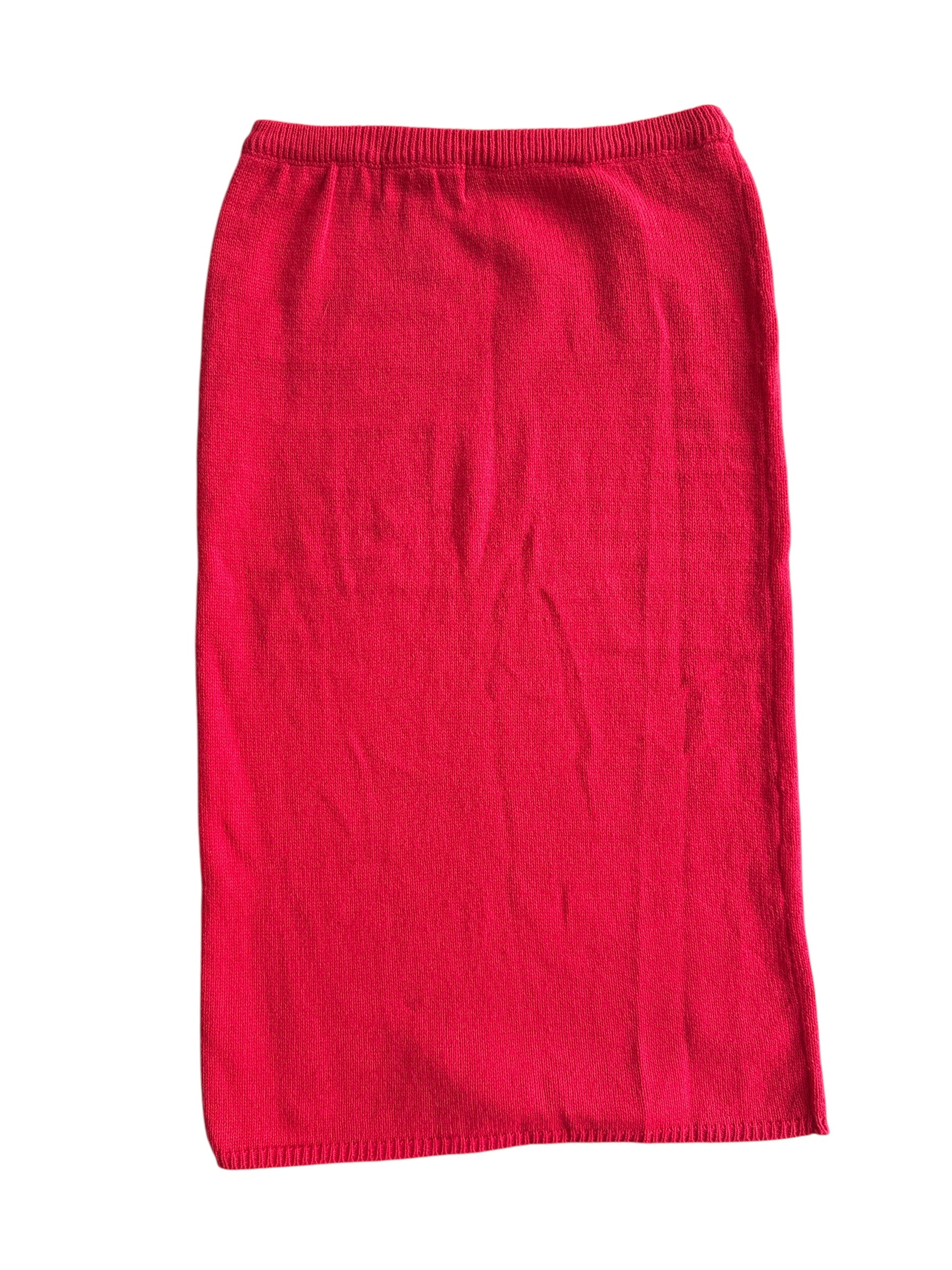 red amilano vtg long knit skirt, m