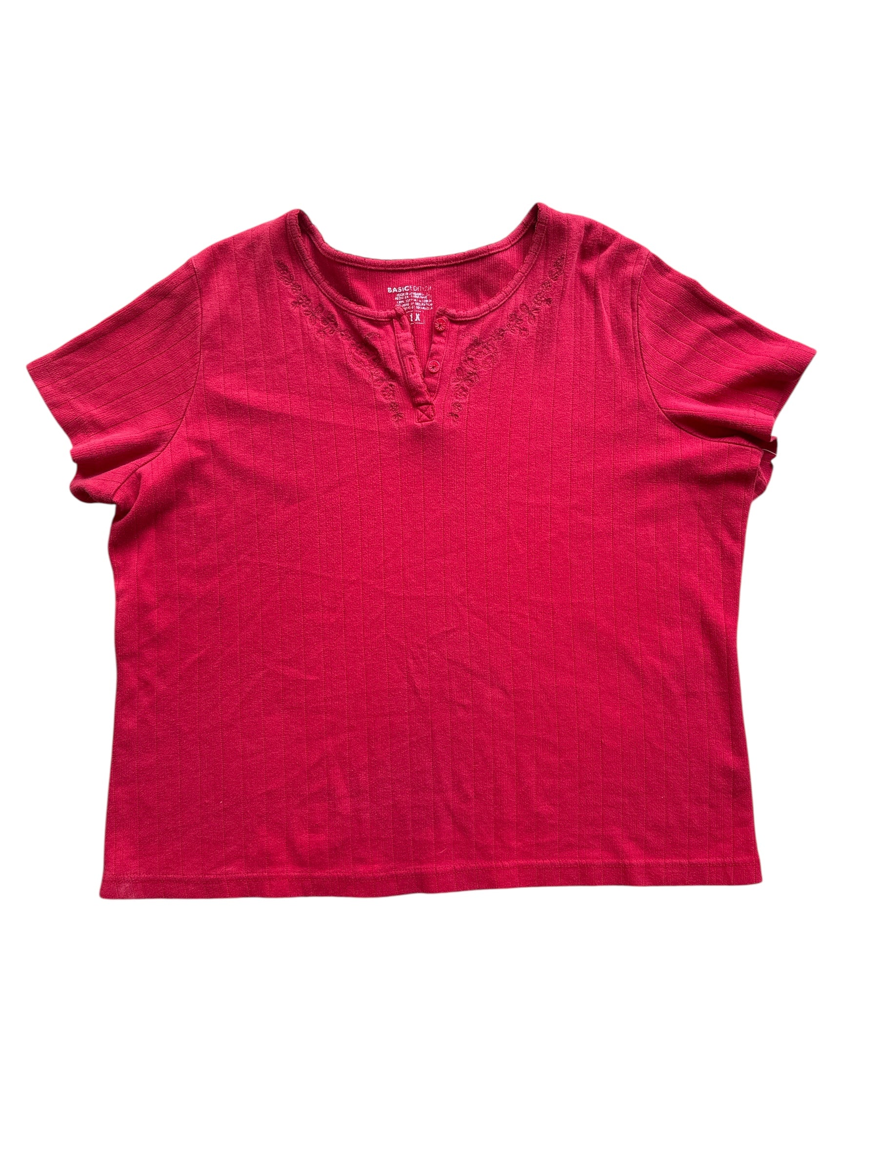 red basic edition ss henley w embroidery, 1x