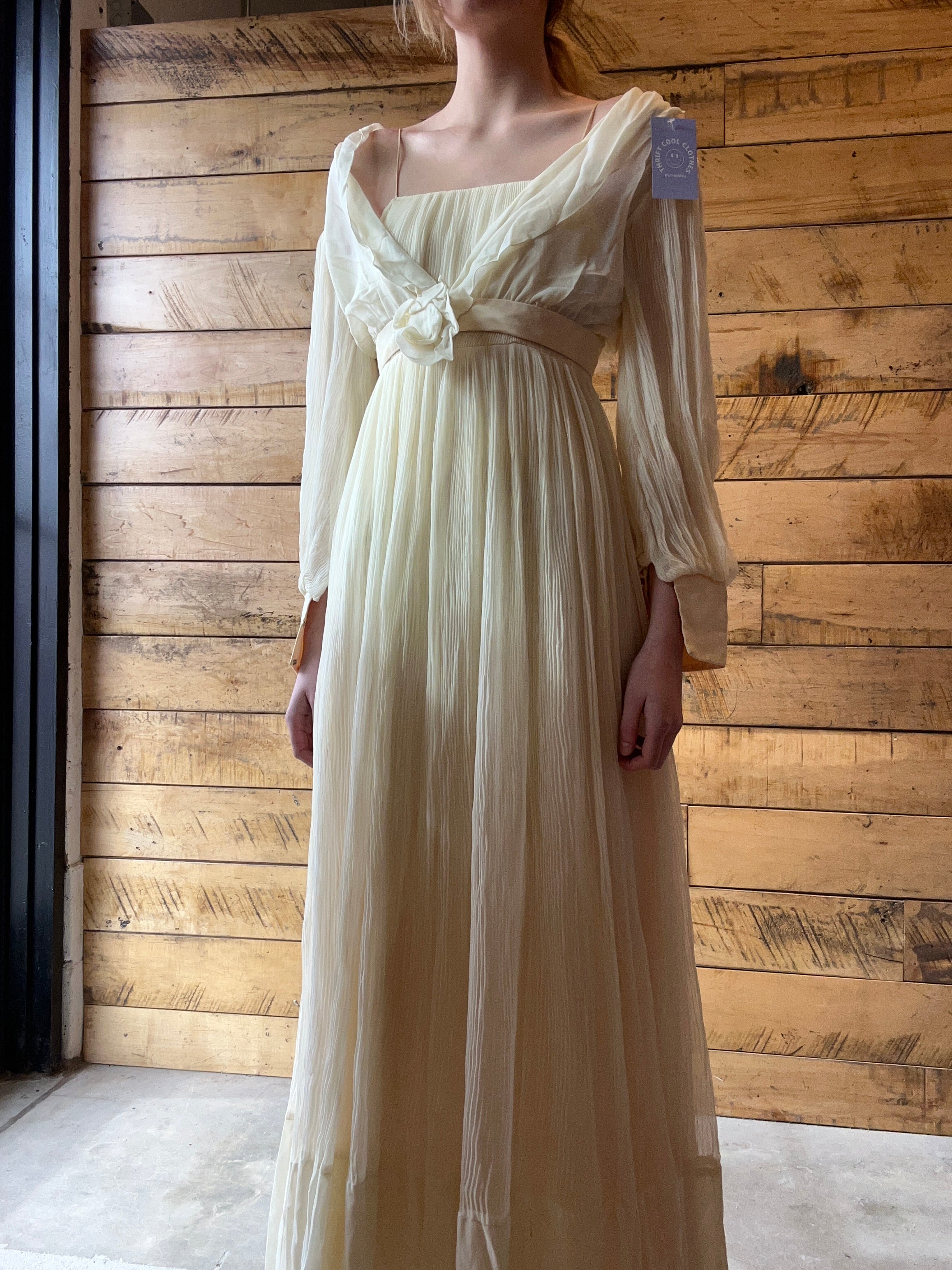 Cream  Vtg silk gown, 4