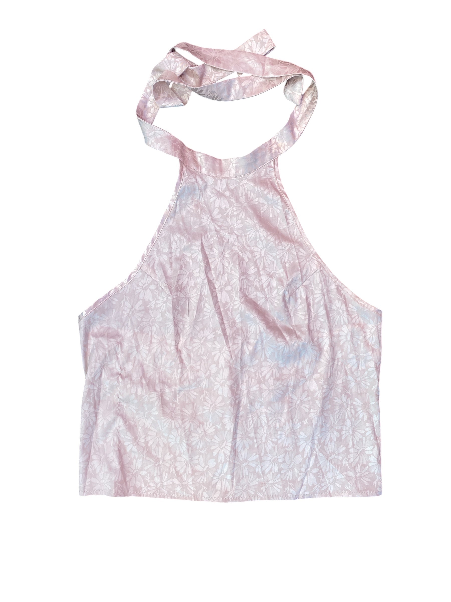 tan cider floral print halter top, L