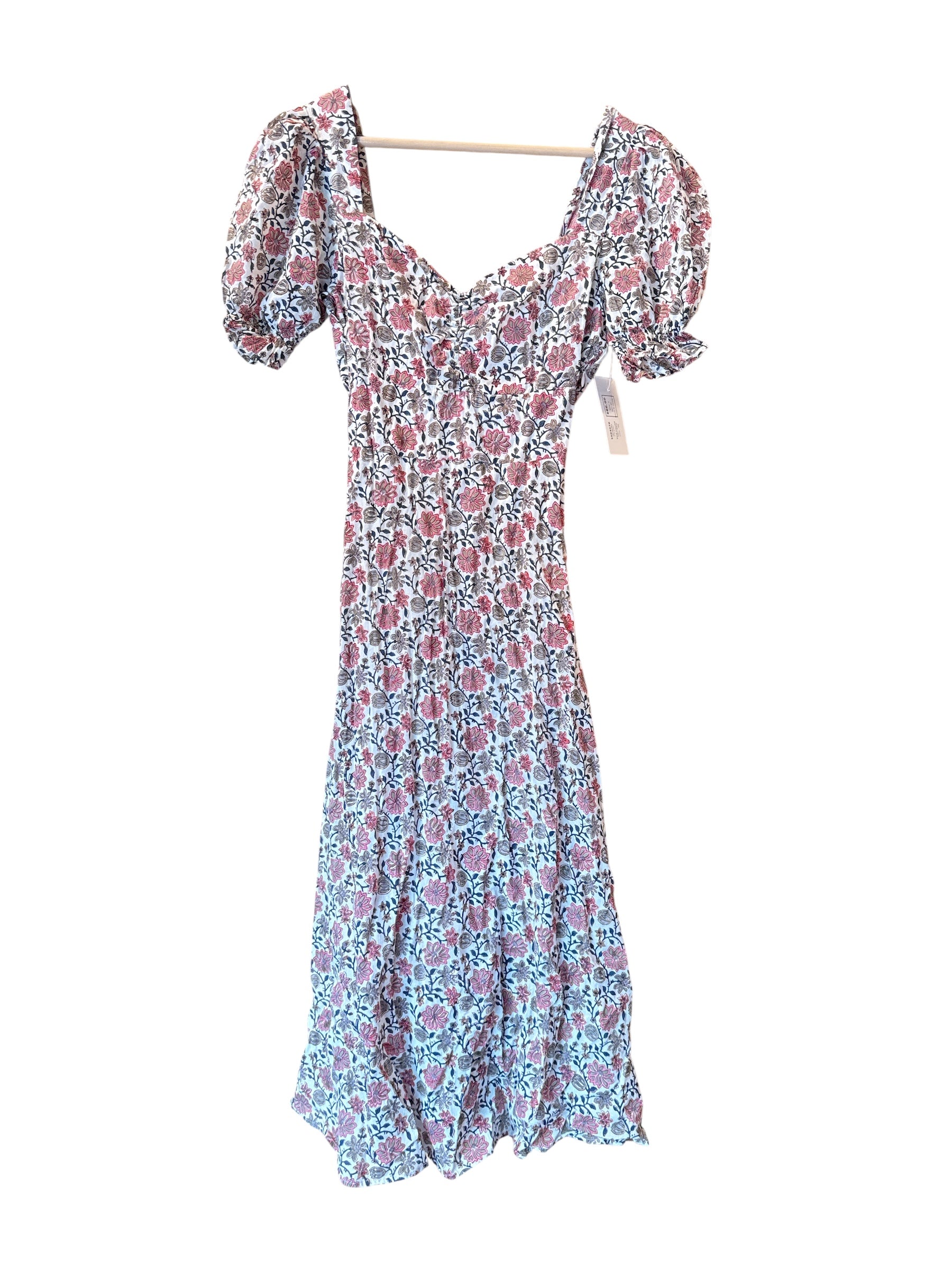 pink green cleobella floral babydoll maxi dress, s