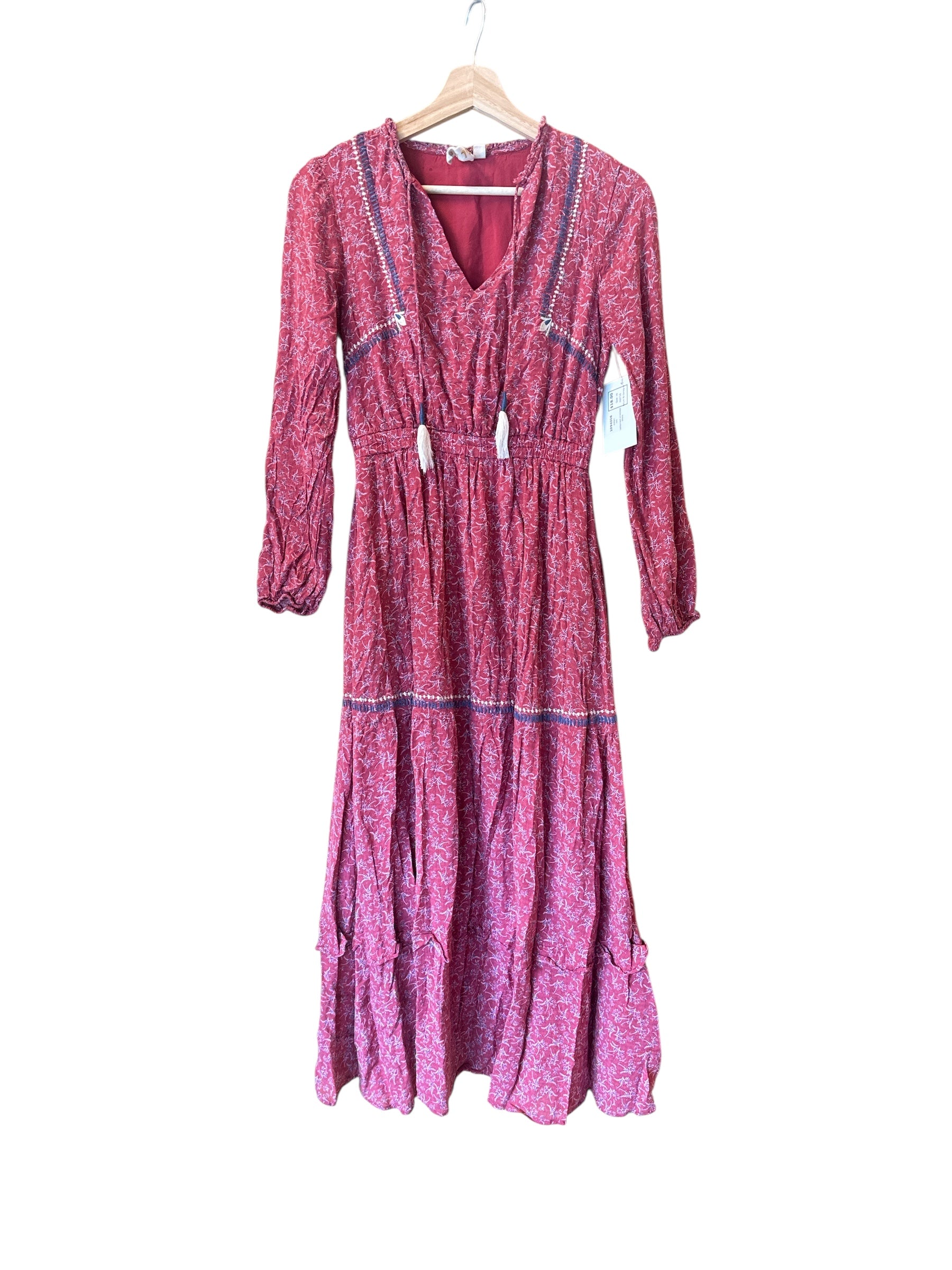 red1 dolan patterned smocked dress, xs