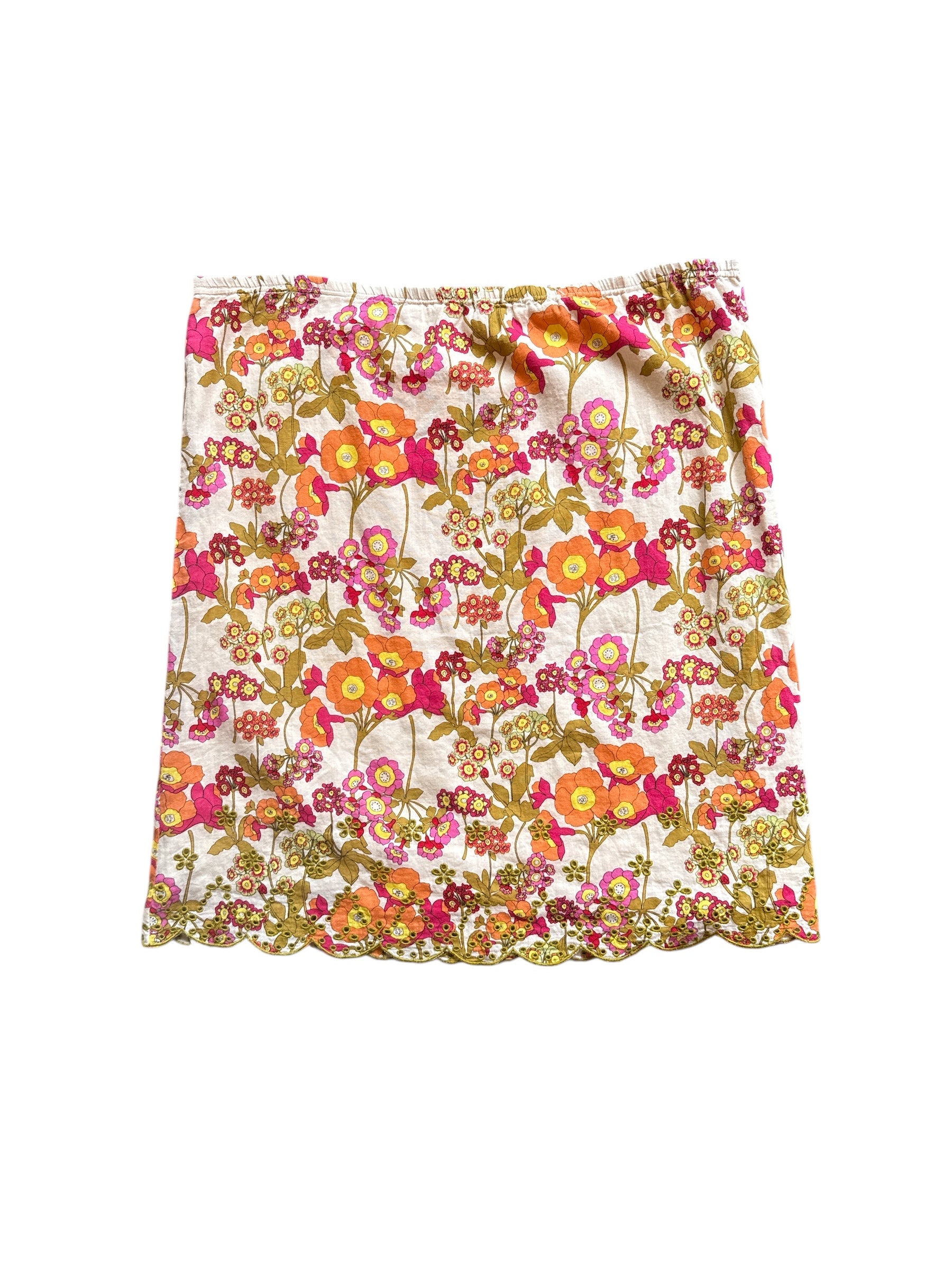 pink orange jjill floral vtg mini skirt, s