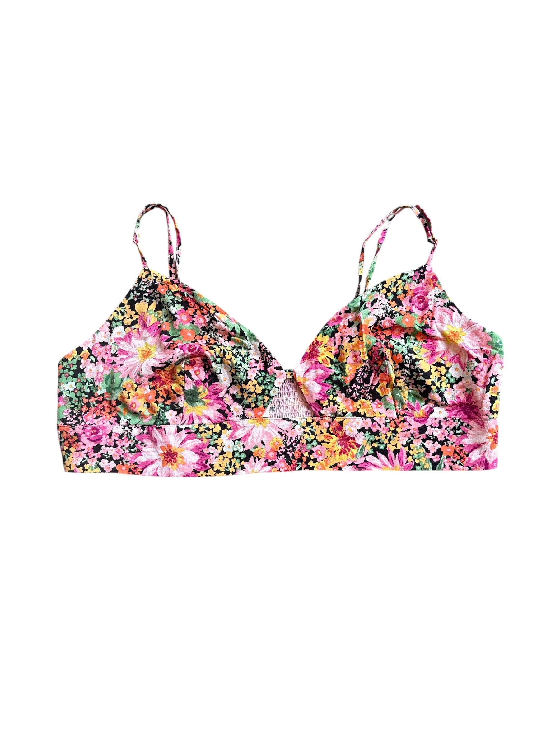 pink black green h&m floral tank, xxl