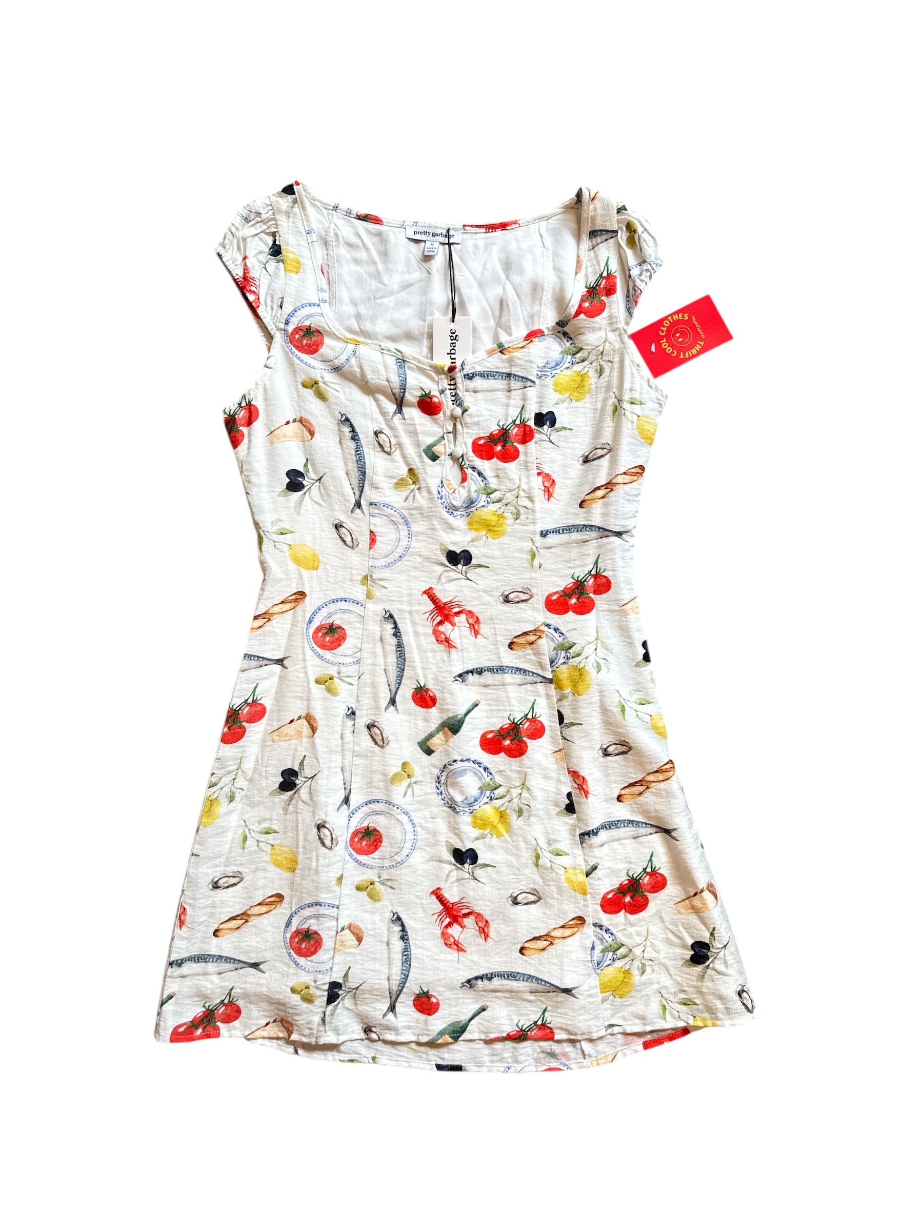 white red blue pretty garbage nwt tomato sardine dress, s
