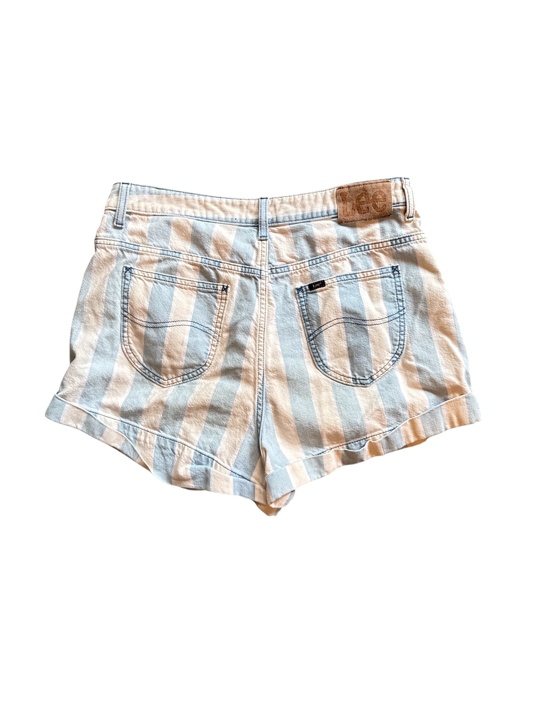 blue white Lee striped denim shorts, 31